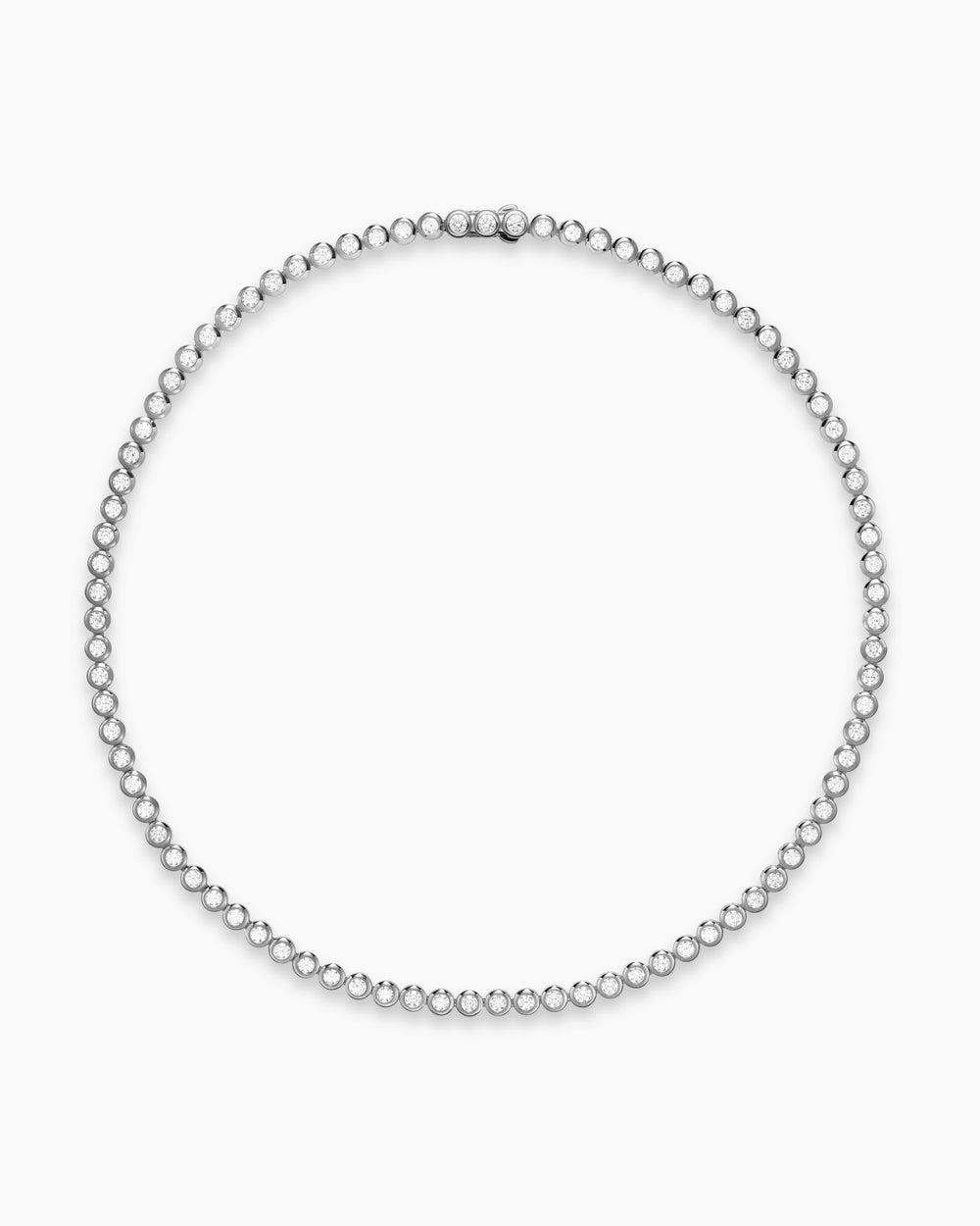 Womens Bezel Set Tennis Necklace in 18K White Gold with Diamonds, 4.7mm