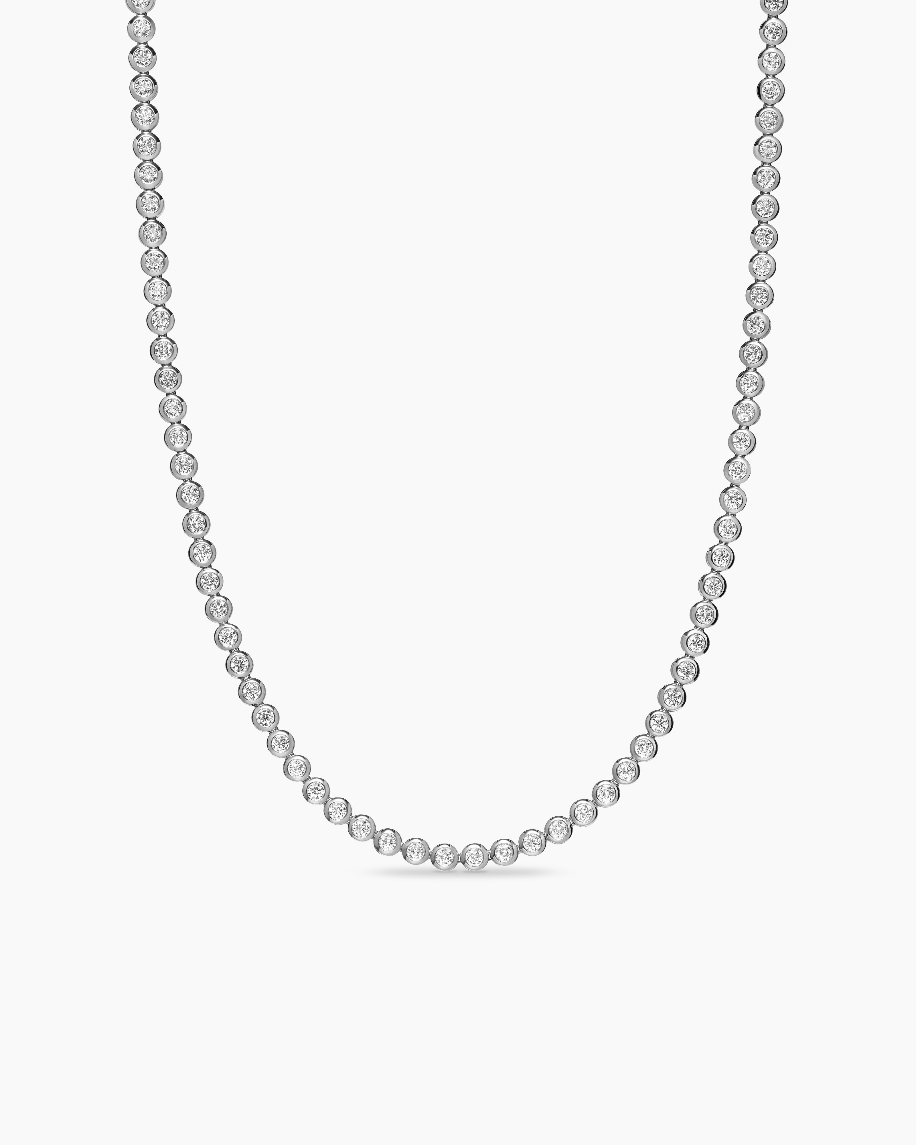 Womens Bezel Set Tennis Necklace in 18K White Gold with Diamonds, 4.7mm