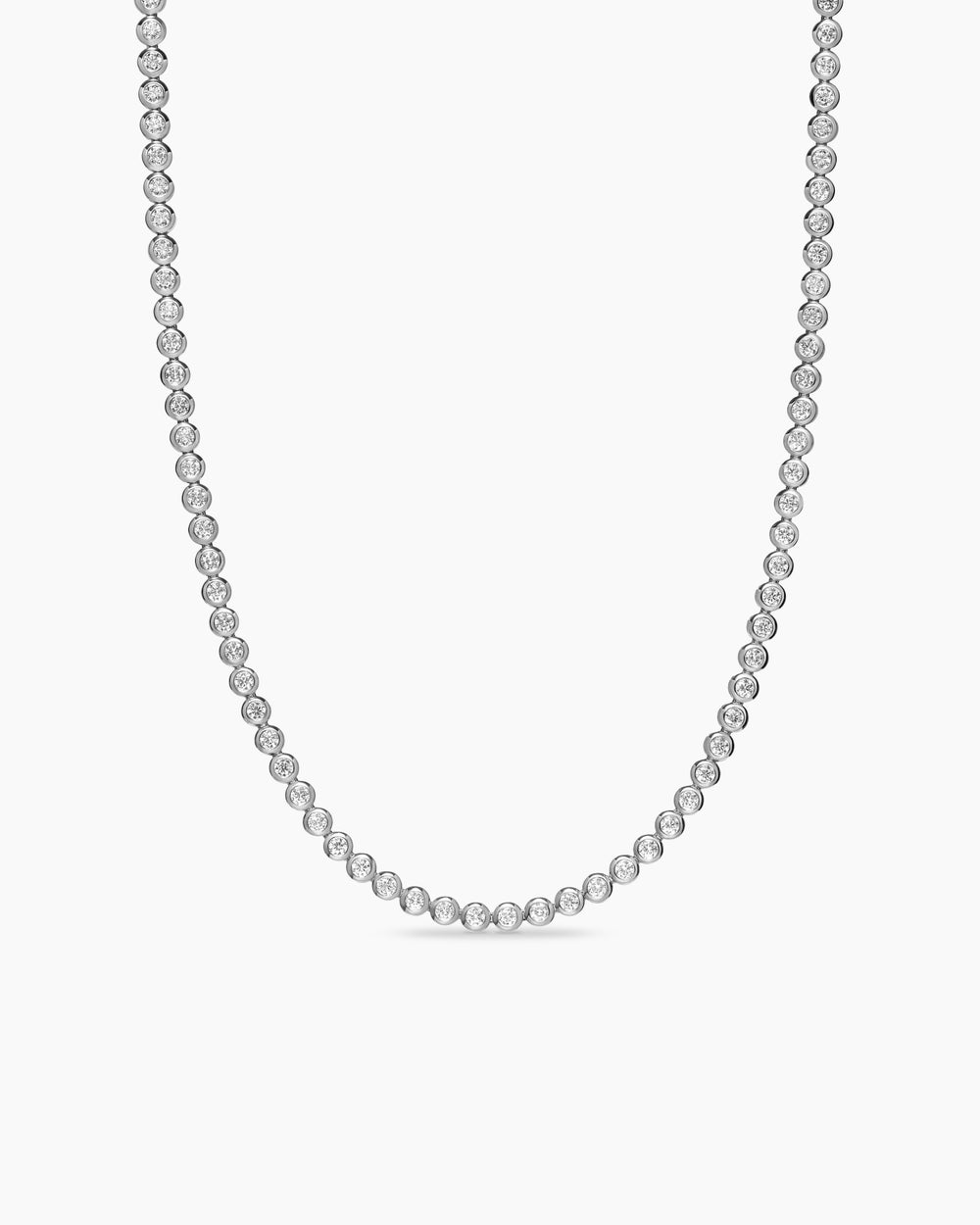 Womens Bezel Set Tennis Necklace in 18K White Gold with Diamonds, 4.7mm