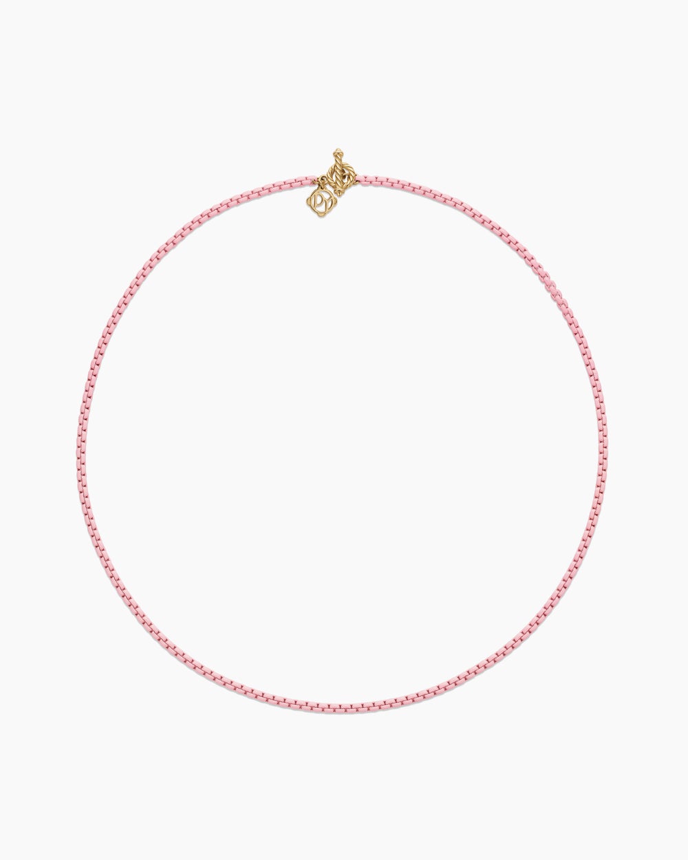 Womens DY Bel Aire Color Box Chain Necklace in Blush Acrylic with 14K Yellow Gold, 2.7mm