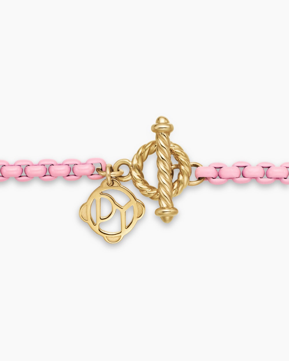 Womens DY Bel Aire Color Box Chain Necklace in Blush Acrylic with 14K Yellow Gold, 2.7mm
