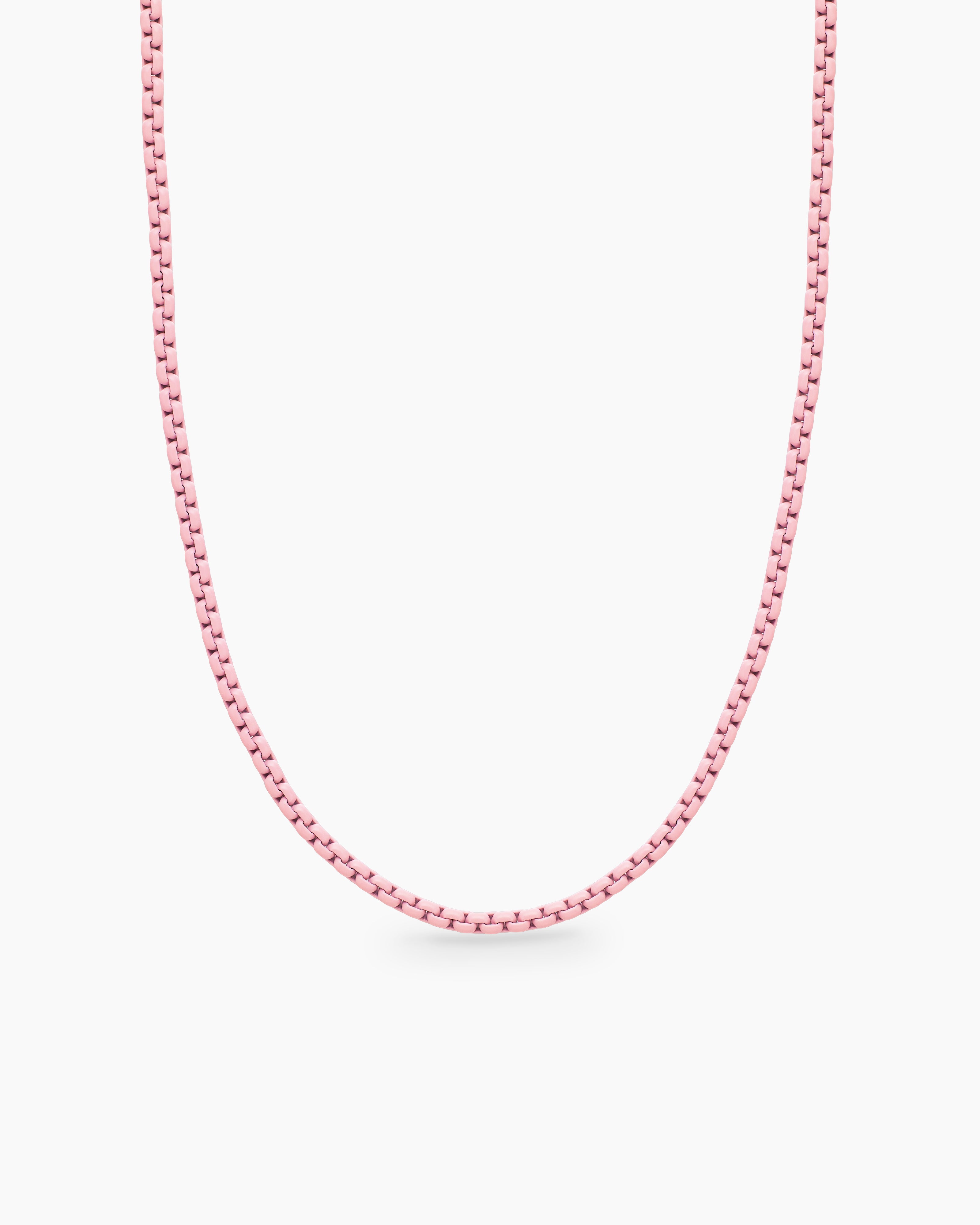 Womens DY Bel Aire Color Box Chain Necklace in Blush Acrylic with 14K Yellow Gold, 2.7mm