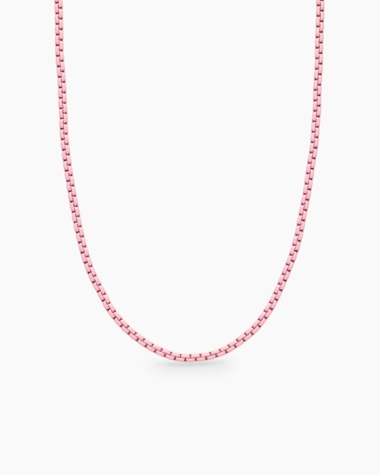 DY Bel Aire Color Box Chain Necklace in Blush Acrylic with 14K Yellow Gold, 2.7mm