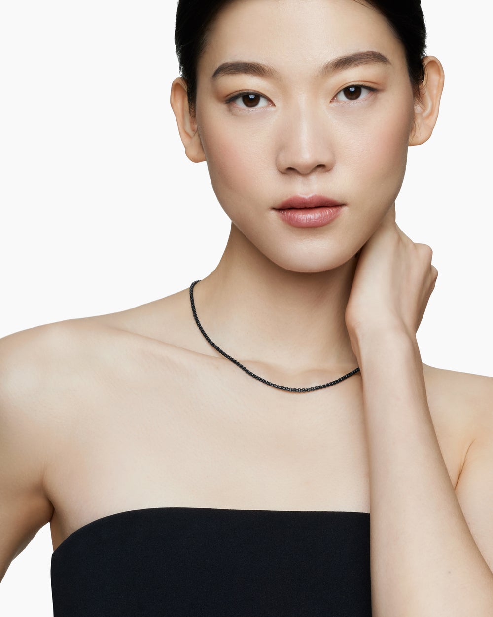 Collier coloré Box Chain DY Bel Aire en acrylique noir avec or jaune 14 carats, 2,7 mm femmes