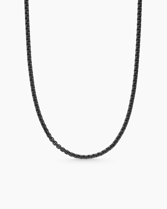 DY Bel Aire Color Box Chain Necklace in Black Acrylic with 14K Yellow Gold, 2.7mm