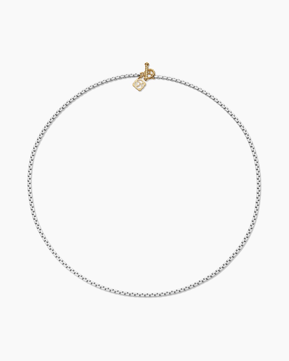 Womens DY Bel Aire Color Box Chain Necklace in White Acrylic with 14K Yellow Gold, 2.7mm