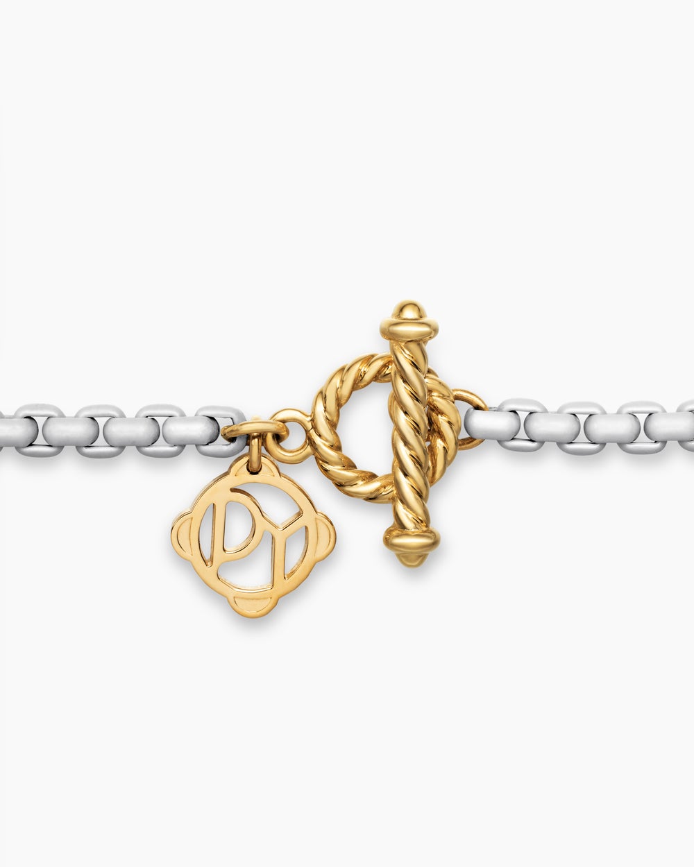 Womens DY Bel Aire Color Box Chain Necklace in White Acrylic with 14K Yellow Gold, 2.7mm