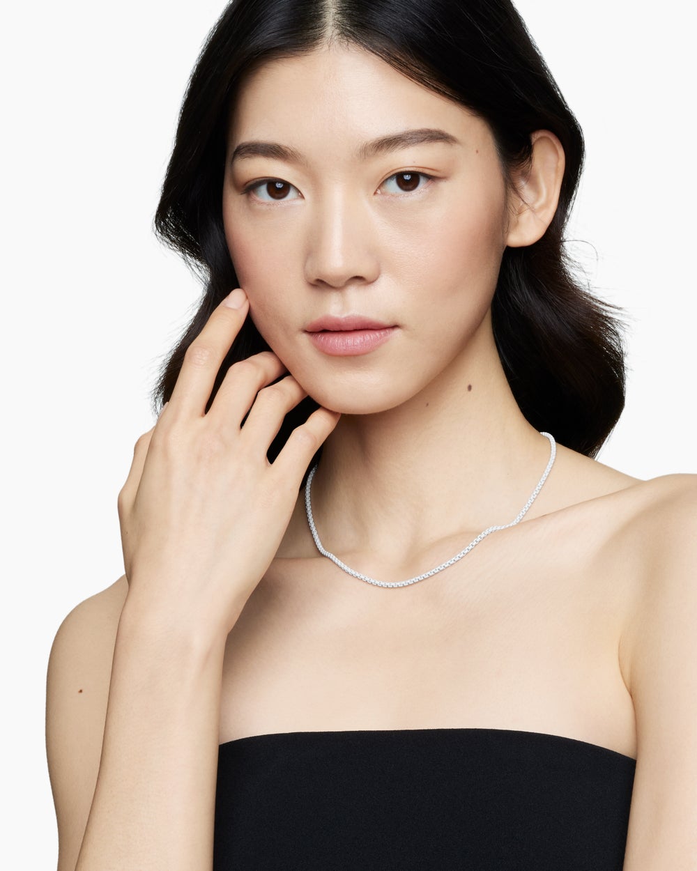 Womens DY Bel Aire Color Box Chain Necklace in White Acrylic with 14K Yellow Gold, 2.7mm