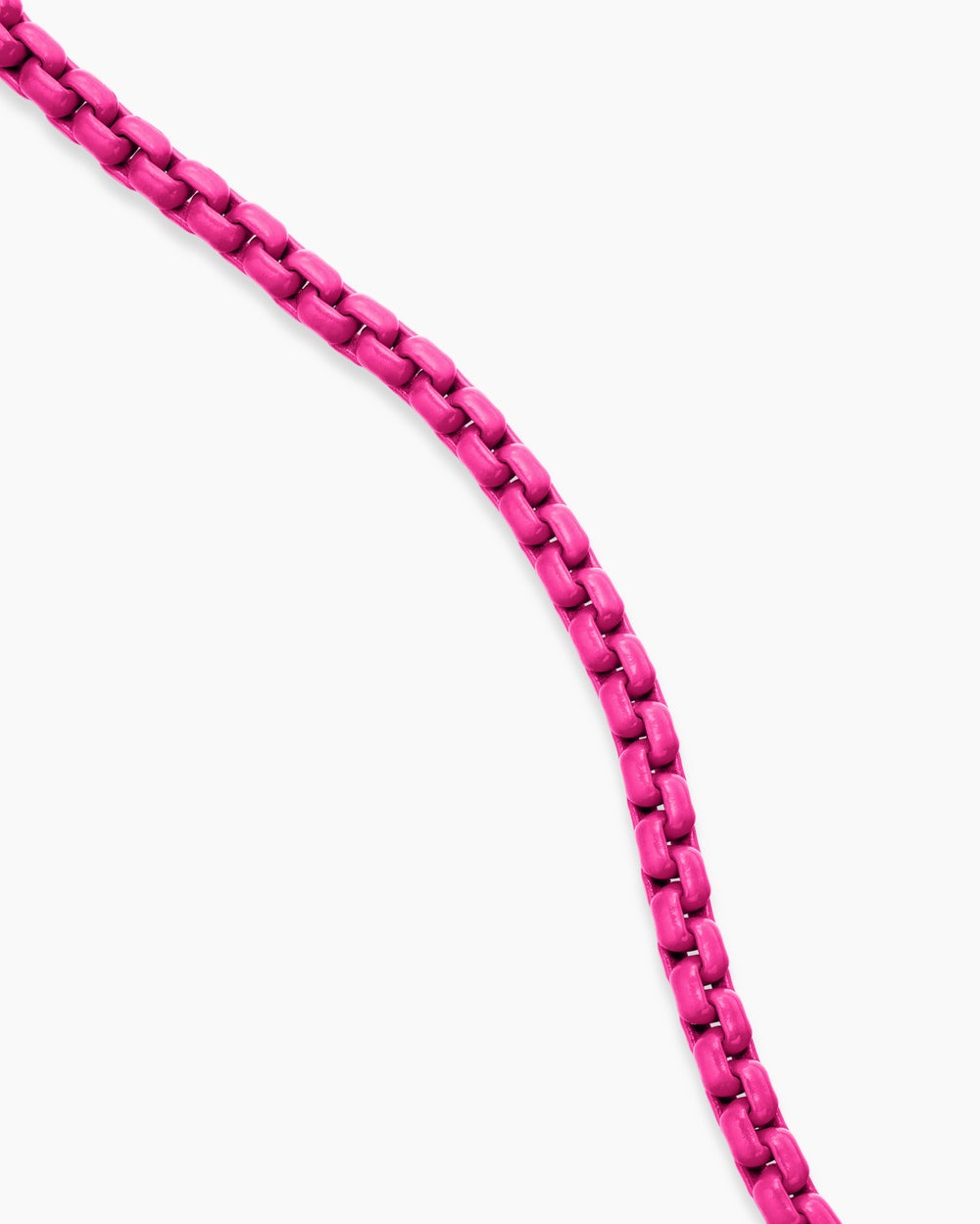 Womens DY Bel Aire Color Box Chain Necklace in Hot Pink Acrylic with 14K Rose Gold, 2.7mm