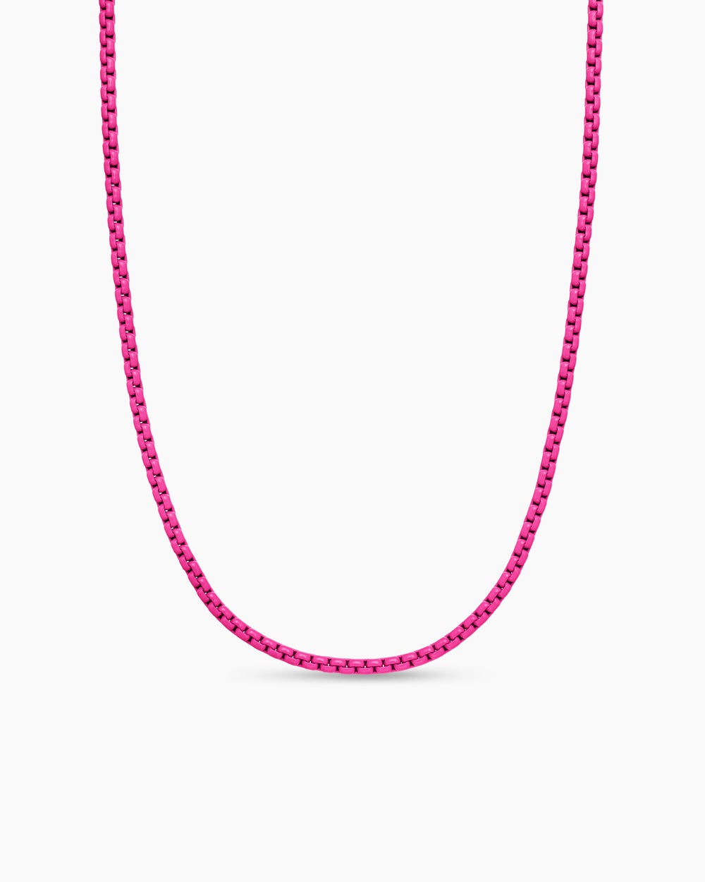 Womens DY Bel Aire Color Box Chain Necklace in Hot Pink Acrylic with 14K Rose Gold, 2.7mm