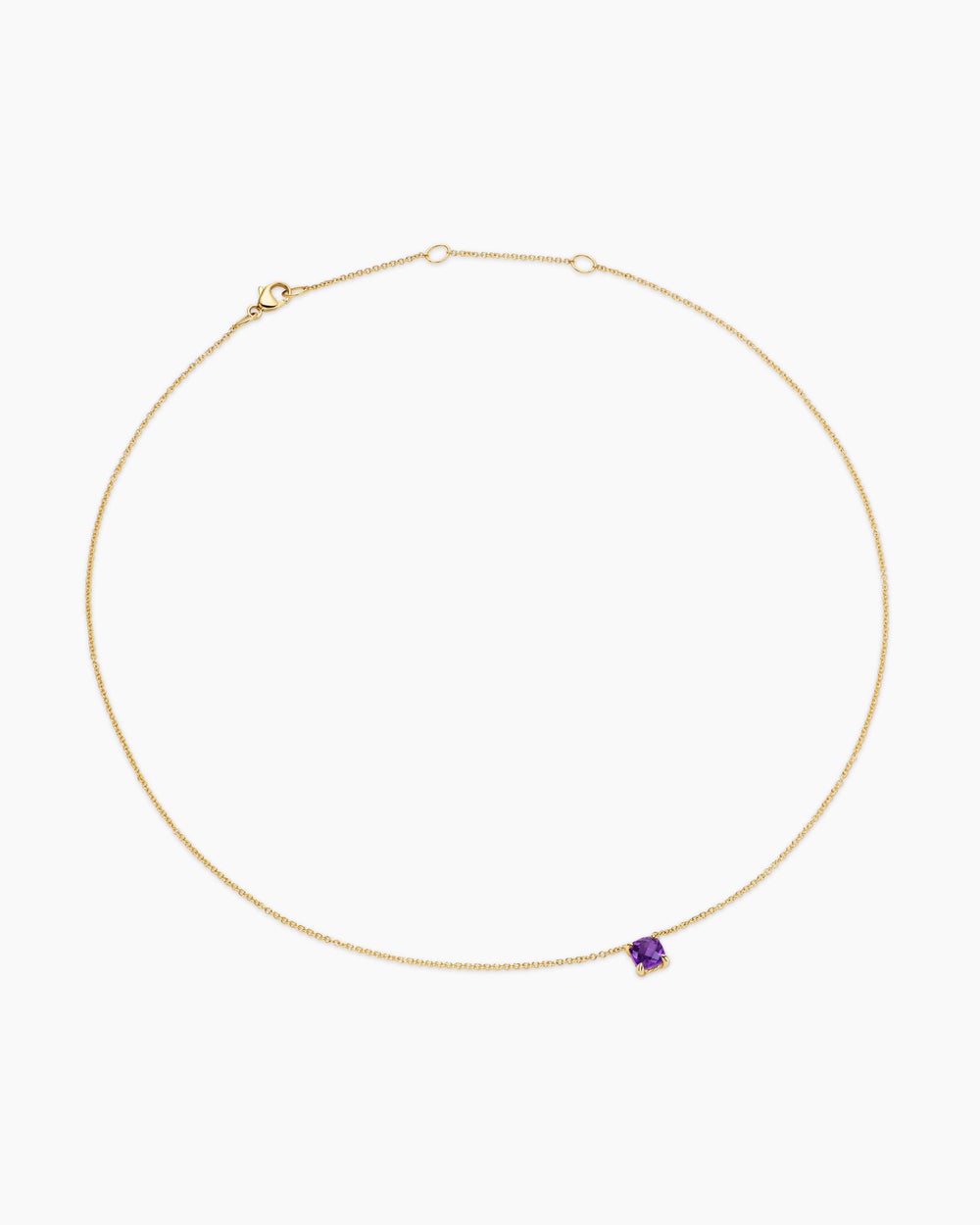 Womens Micro Chatelaine® Pendant Necklace in 18K Yellow Gold with Amethyst, 5mm