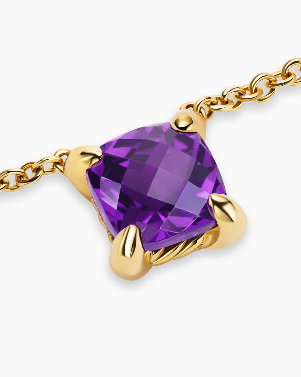 Womens Micro Chatelaine® Pendant Necklace in 18K Yellow Gold with Amethyst, 5mm