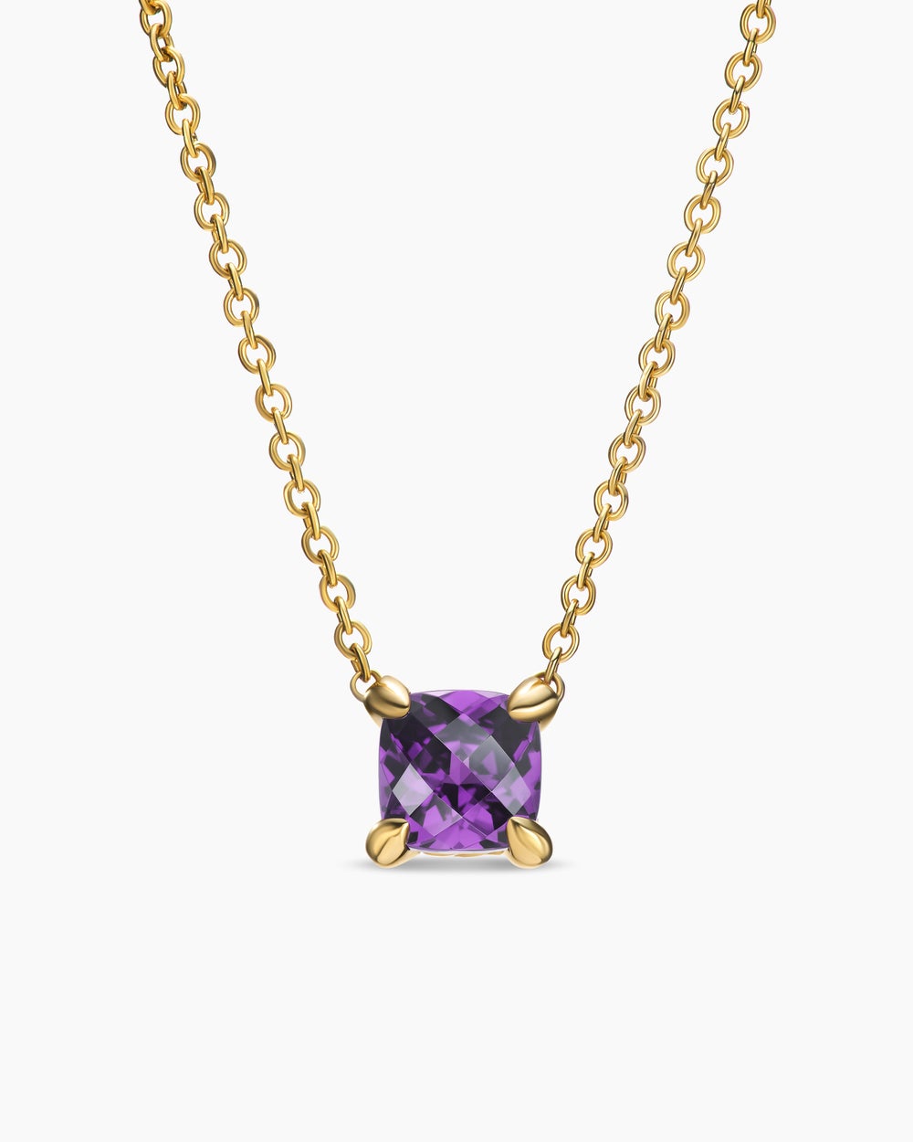 Womens Micro Chatelaine® Pendant Necklace in 18K Yellow Gold with Amethyst, 5mm