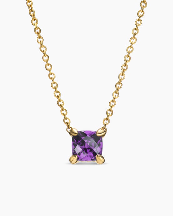 Micro Chatelaine® Pendant Necklace in 18K Yellow Gold with Amethyst, 5mm