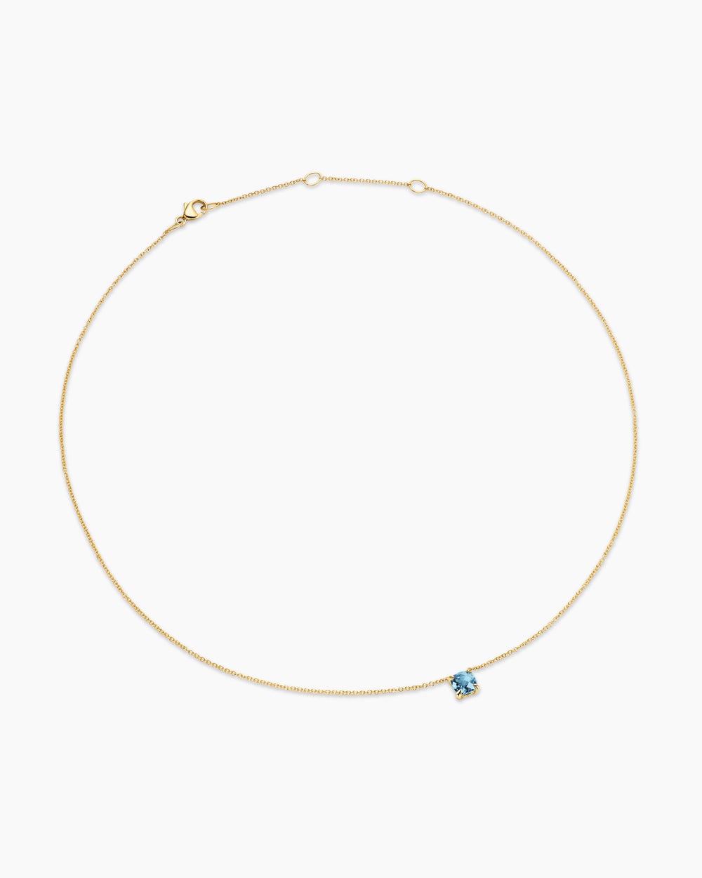 Womens Micro Chatelaine® Pendant Necklace in 18K Yellow Gold with Aquamarine, 5mm