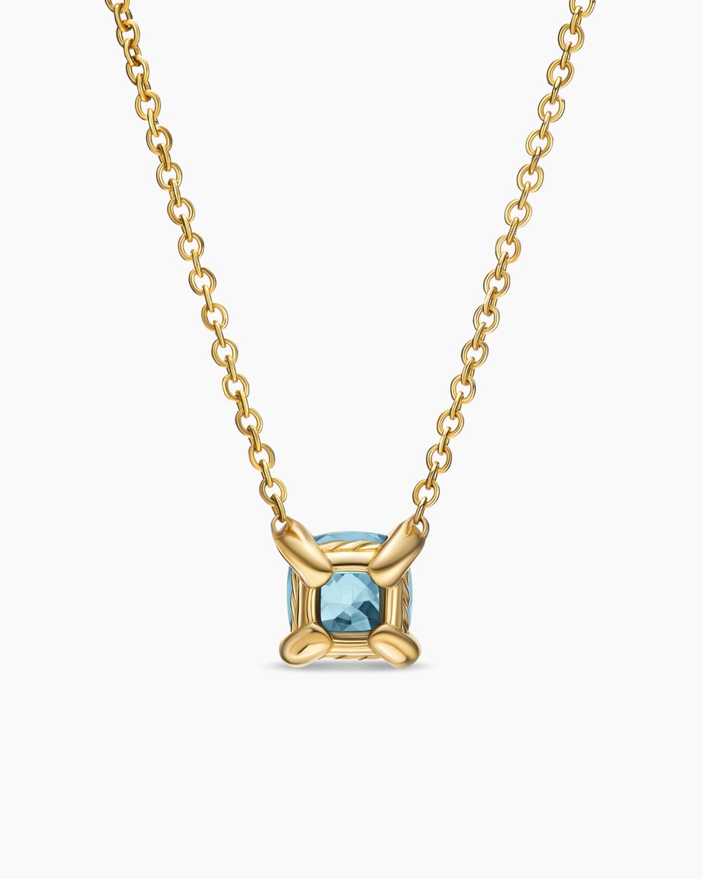 Womens Micro Chatelaine® Pendant Necklace in 18K Yellow Gold with Aquamarine, 5mm