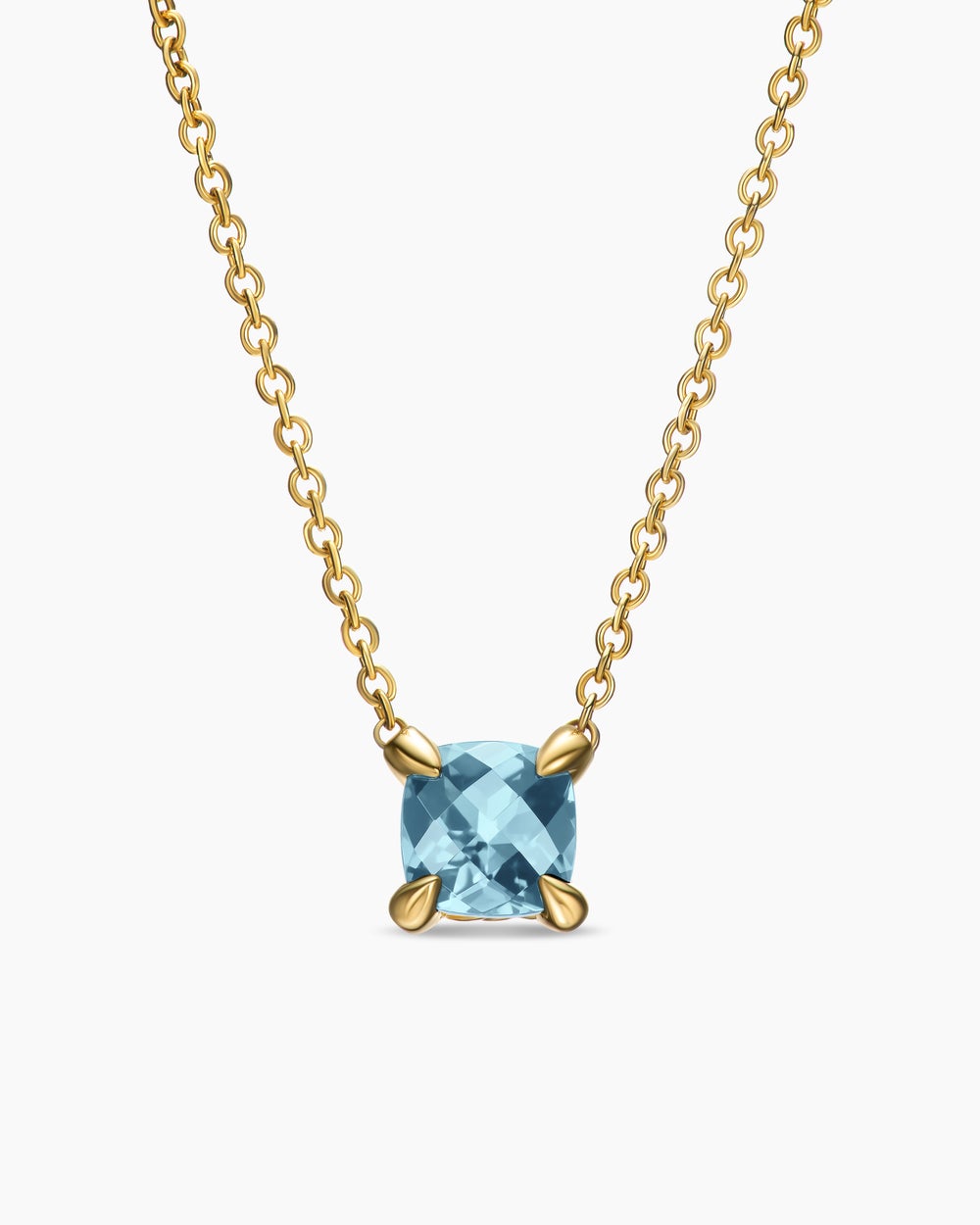 Womens Micro Chatelaine® Pendant Necklace in 18K Yellow Gold with Aquamarine, 5mm
