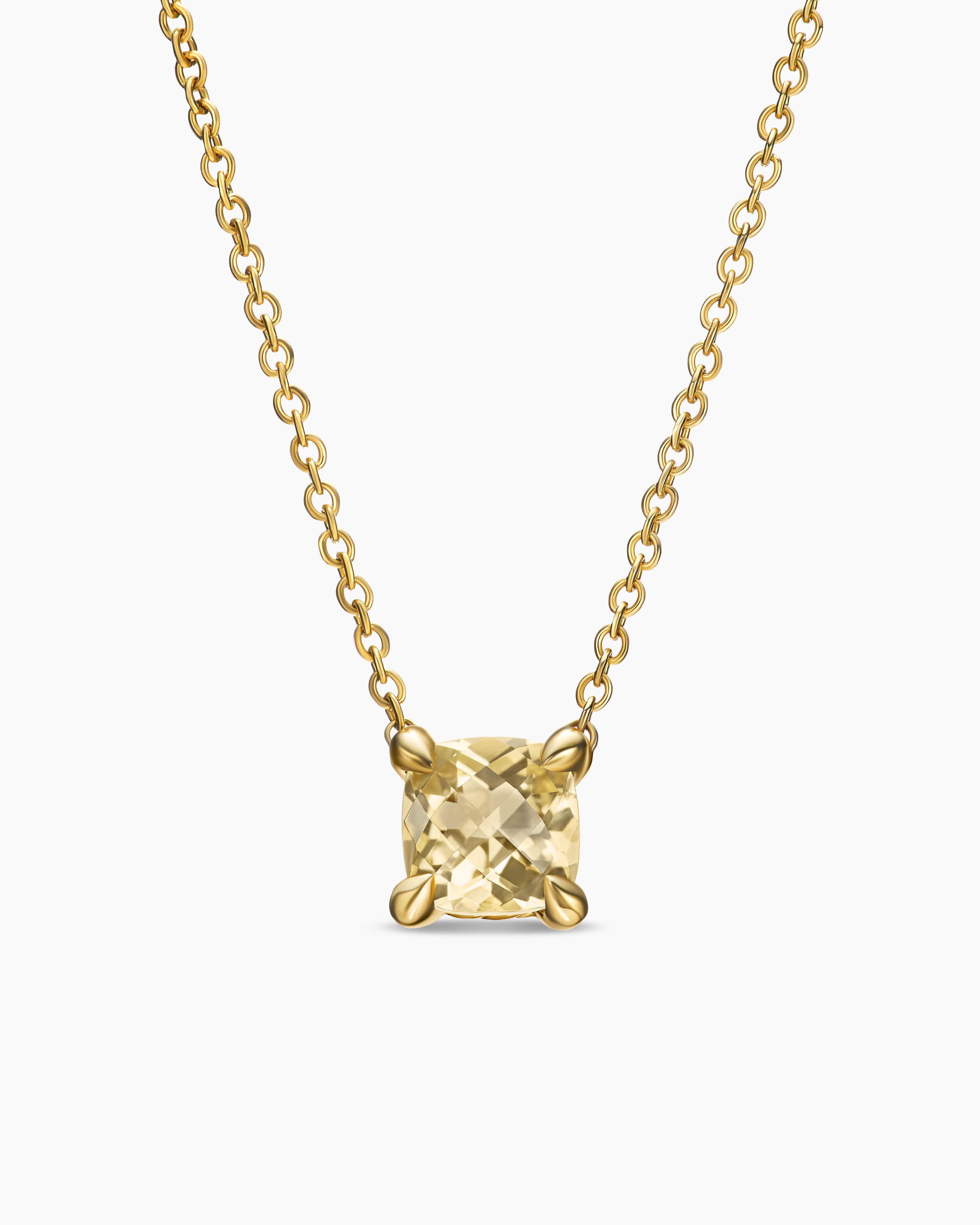 Womens Micro Chatelaine&reg; Pendant Necklace in 18K Yellow Gold with Champagne Citrine, 5mm