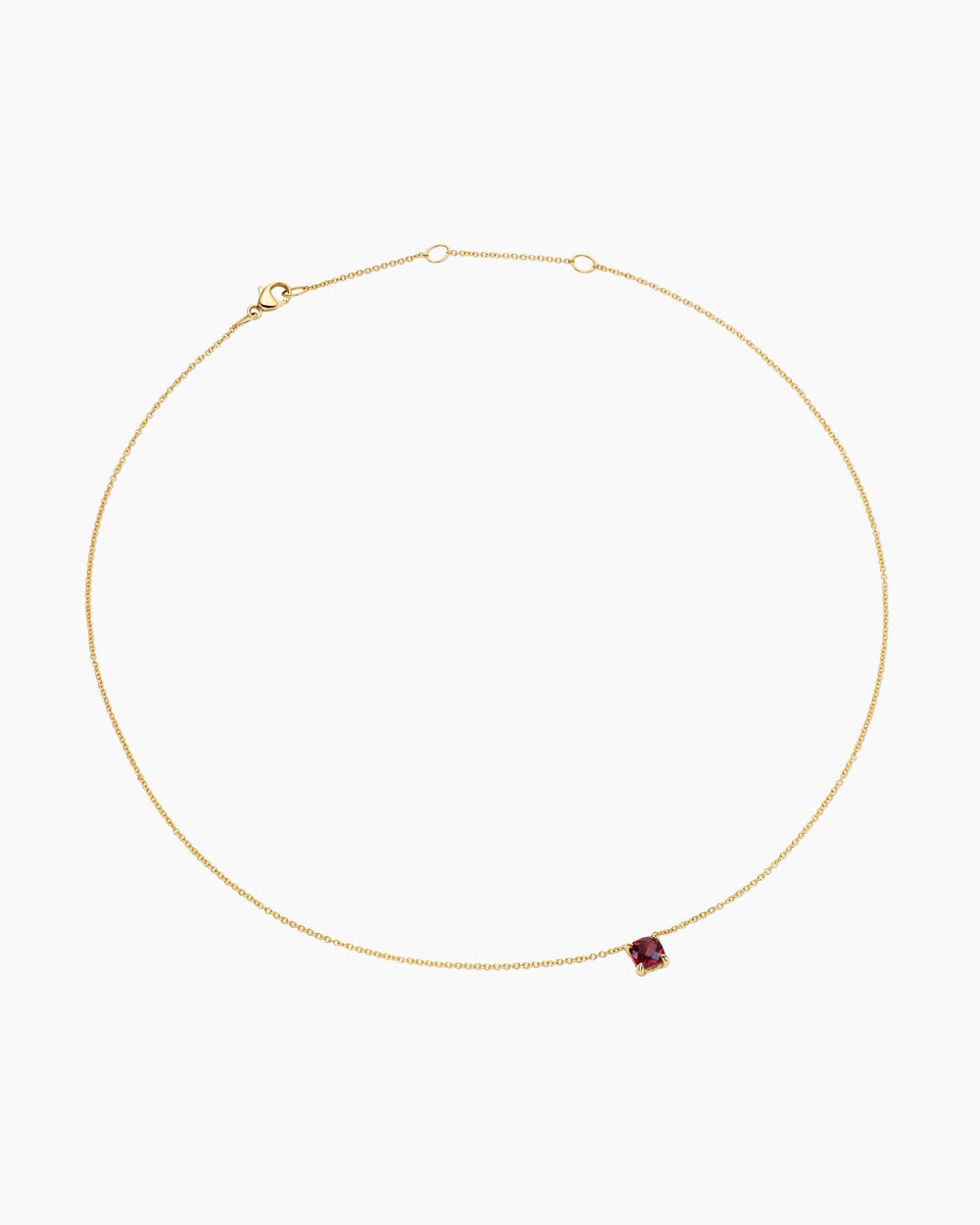 Womens Micro Chatelaine® Pendant Necklace in 18K Yellow Gold with Garnet, 5mm