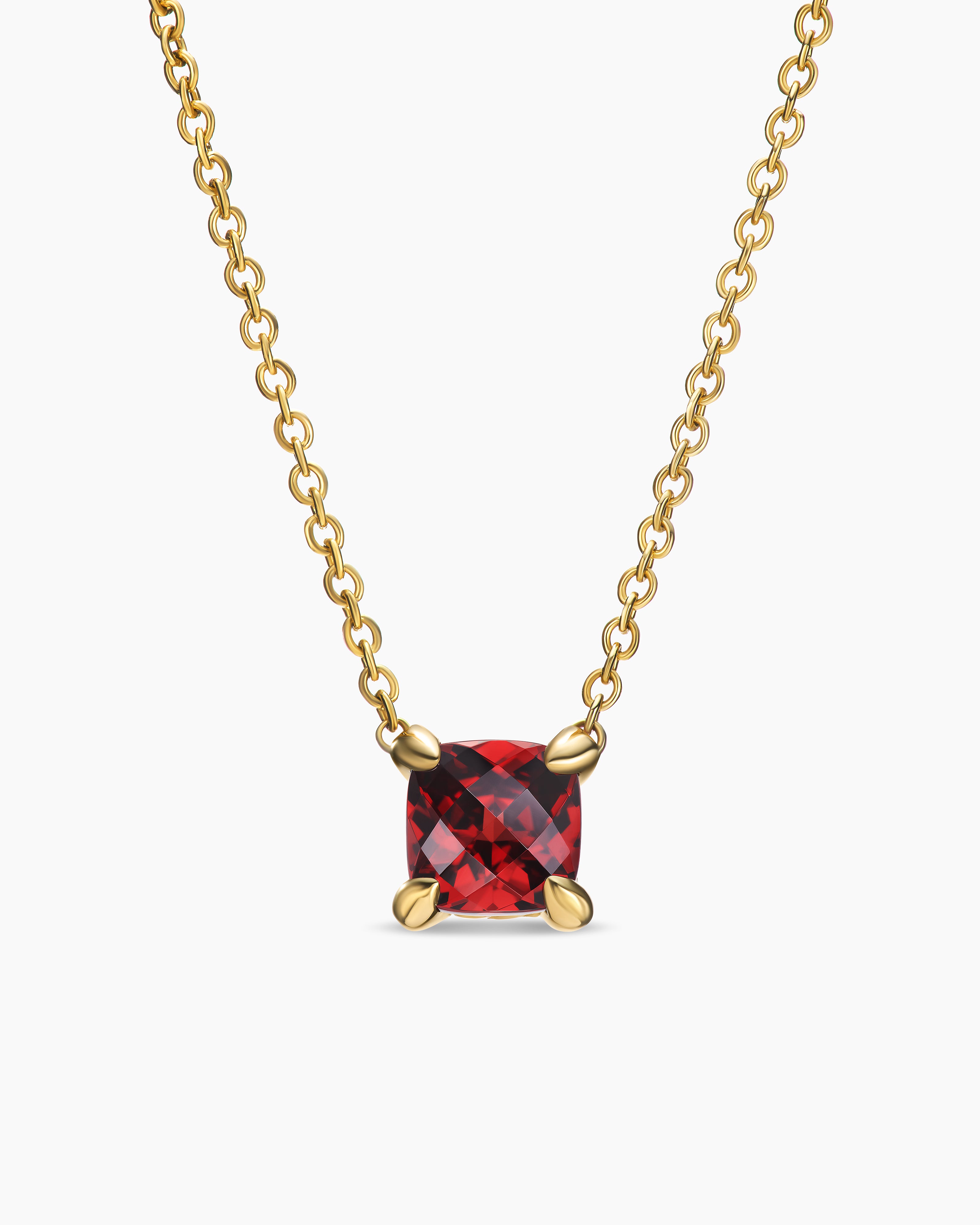 Collier avec pendentif micro Chatelaine&reg; en or jaune 18 carats avec grenat, 5 mm pour femmes 