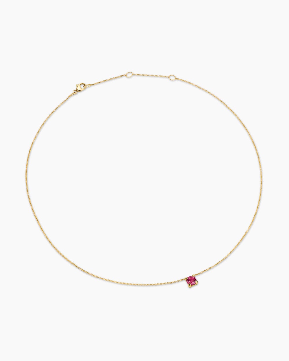 Womens Micro Chatelaine® Pendant Necklace in 18K Yellow Gold with Pink Tourmaline, 5mm