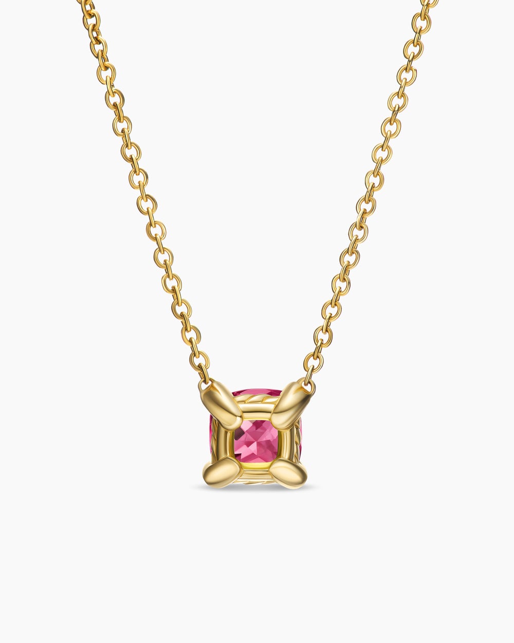 Womens Micro Chatelaine® Pendant Necklace in 18K Yellow Gold with Pink Tourmaline, 5mm