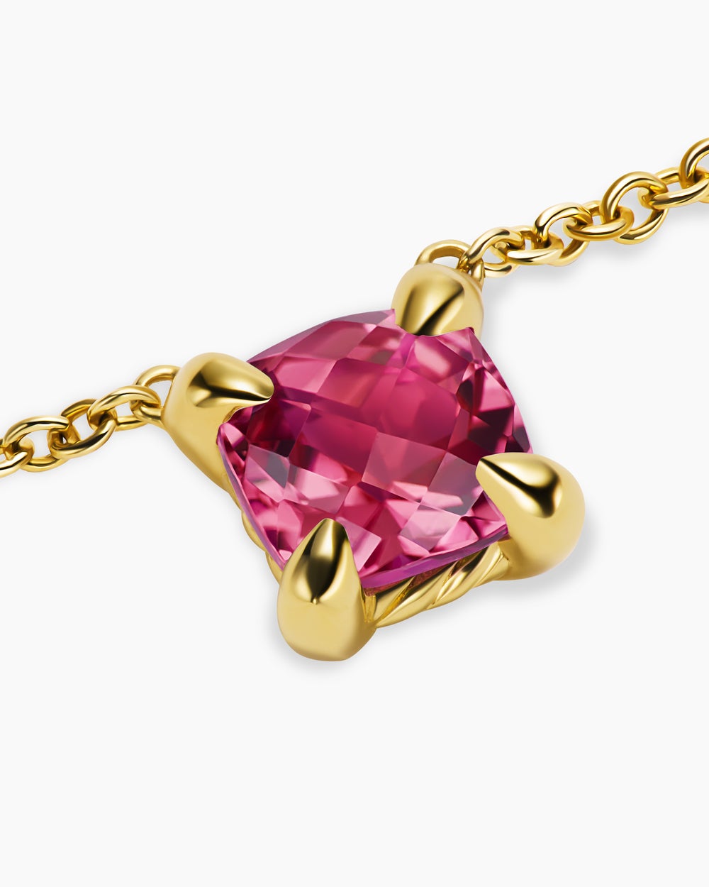 Womens Micro Chatelaine® Pendant Necklace in 18K Yellow Gold with Pink Tourmaline, 5mm