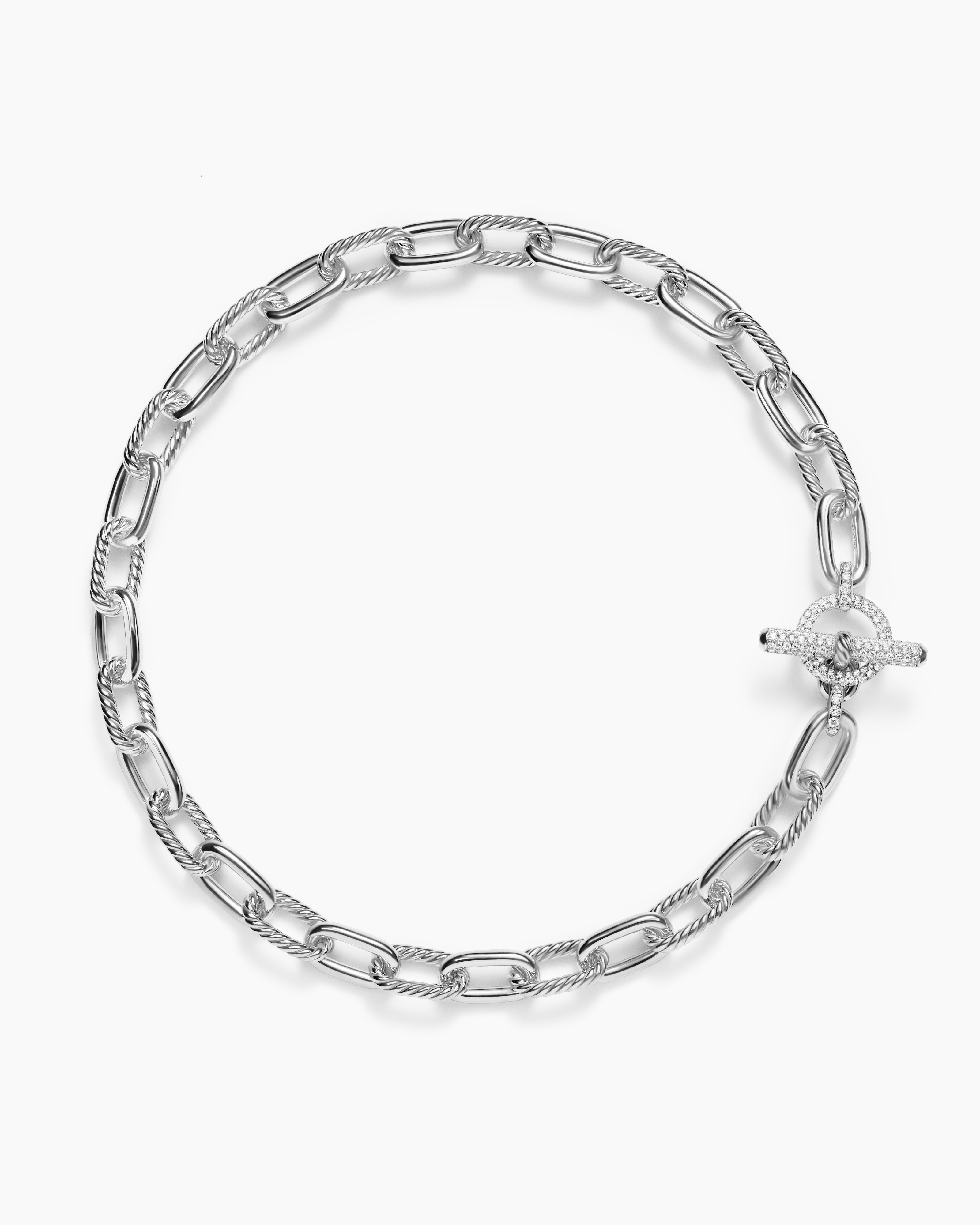 Womens DY Madison&reg; Toggle Chain Necklace in Sterling Silver with Diamonds, 11mm