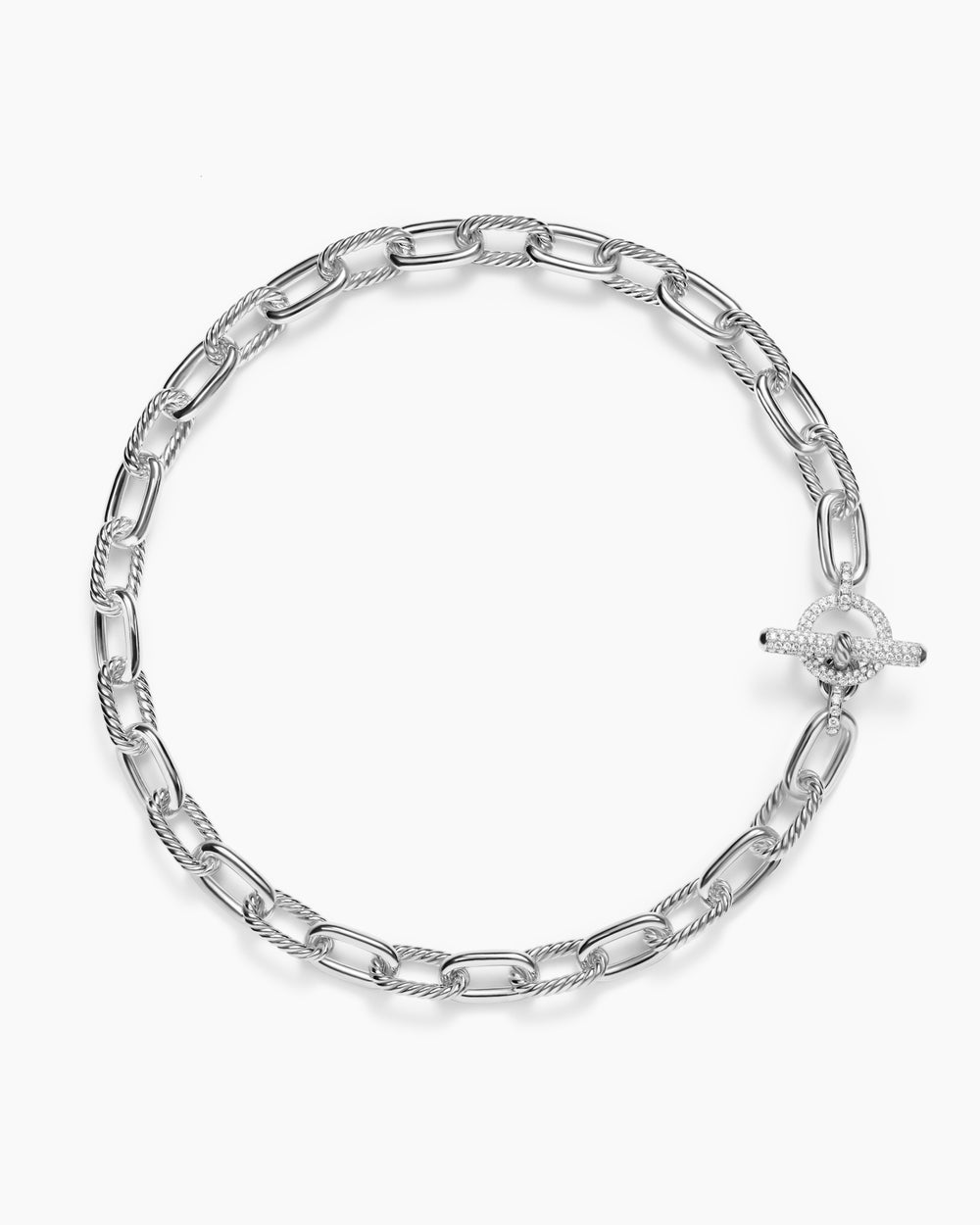 Womens DY Madison® Toggle Chain Necklace in Sterling Silver with Diamonds, 11mm
