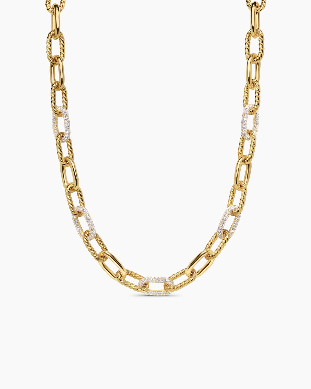 Womens DY Madison® Chain Necklace in 18K Yellow Gold with Diamonds, 11mm