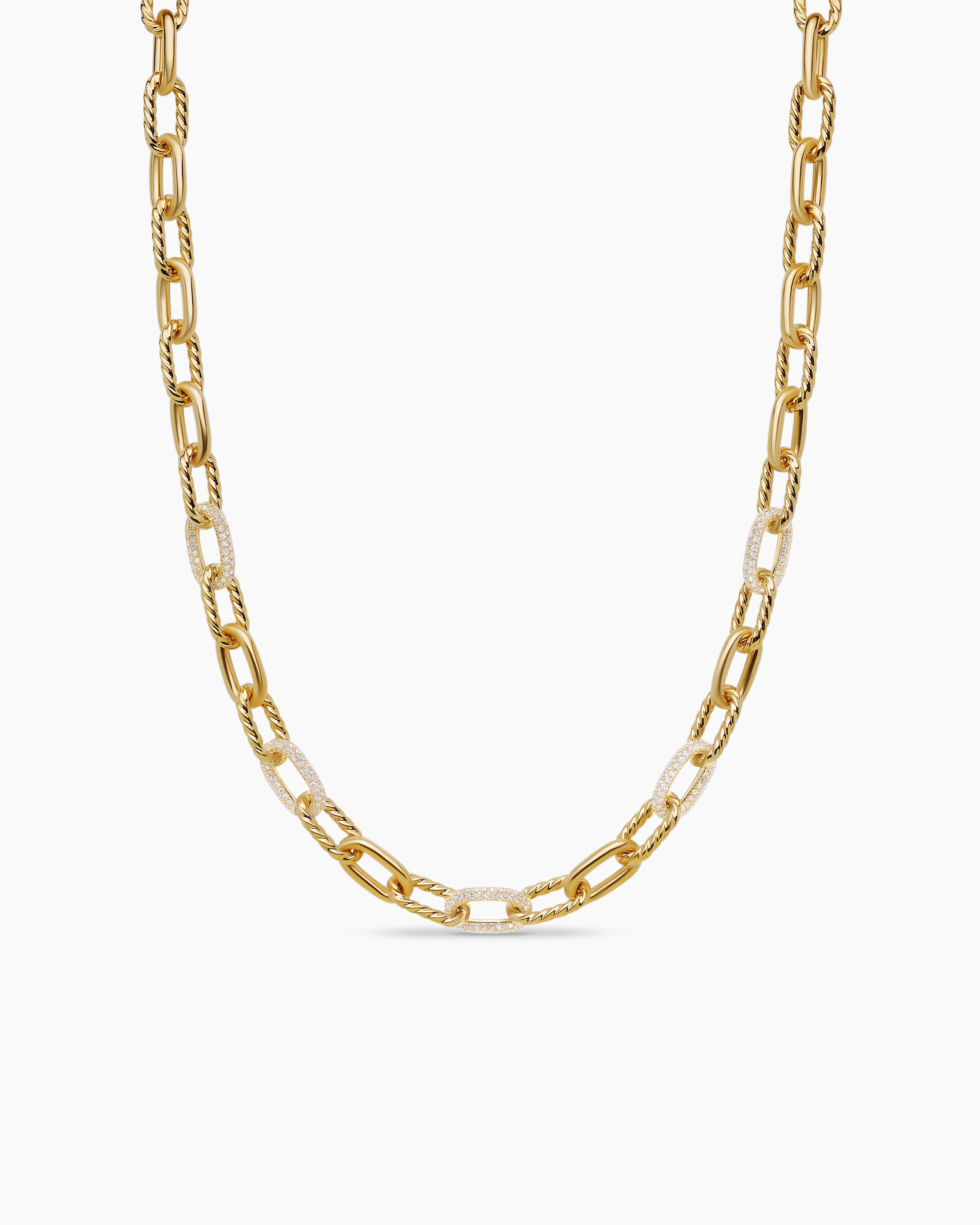 Collier cha&icirc;ne DY Madison&reg; en or jaune 18 carats avec diamants, 8,5 mm pour femmes 