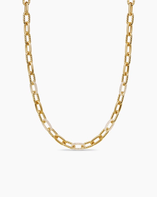 Collier chaîne DY Madison® en or jaune 18 carats avec diamants, 8,5 mm