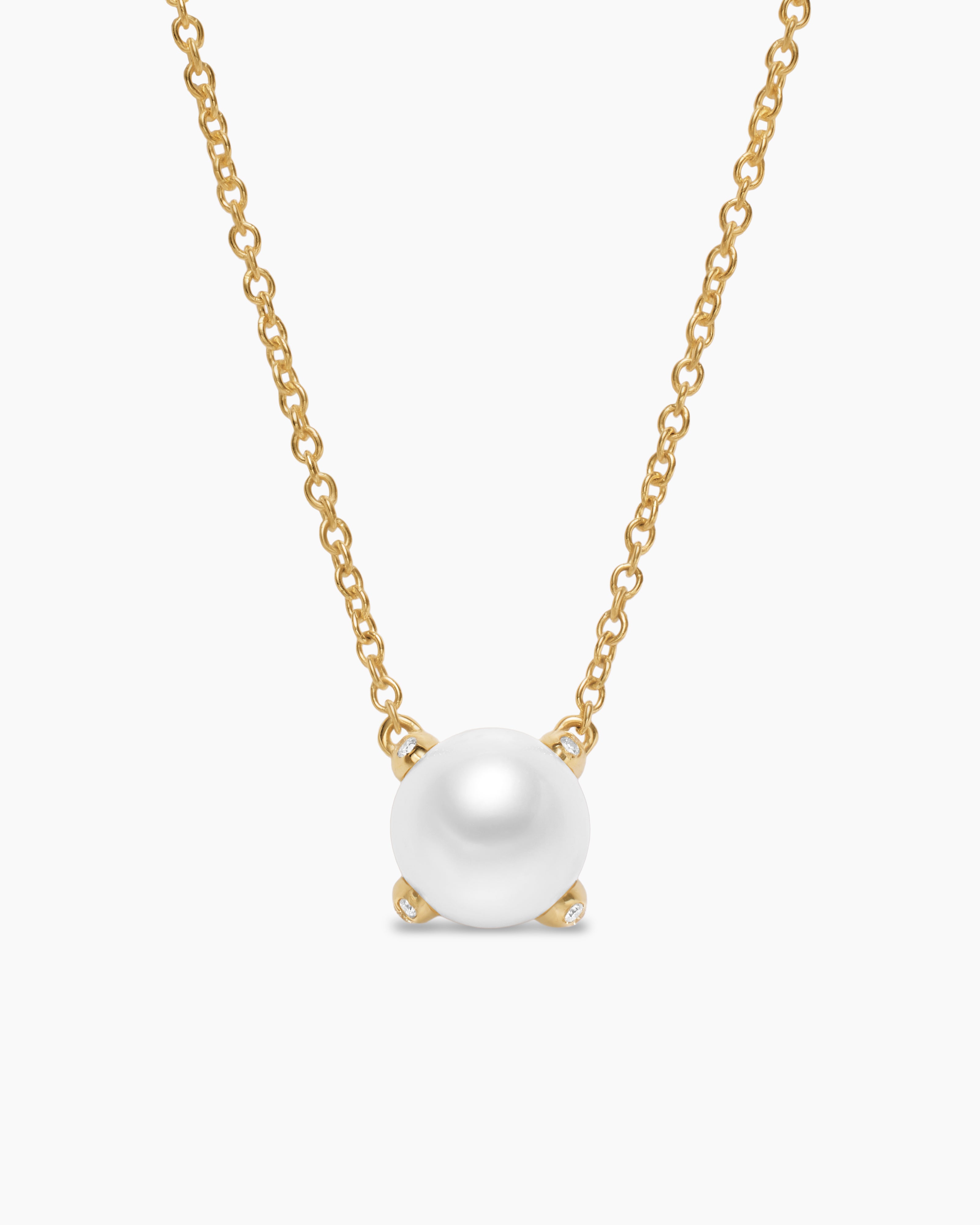 Collier Pearl Classics en or jaune 18 carats avec diamants, 6,5 mm femme 
