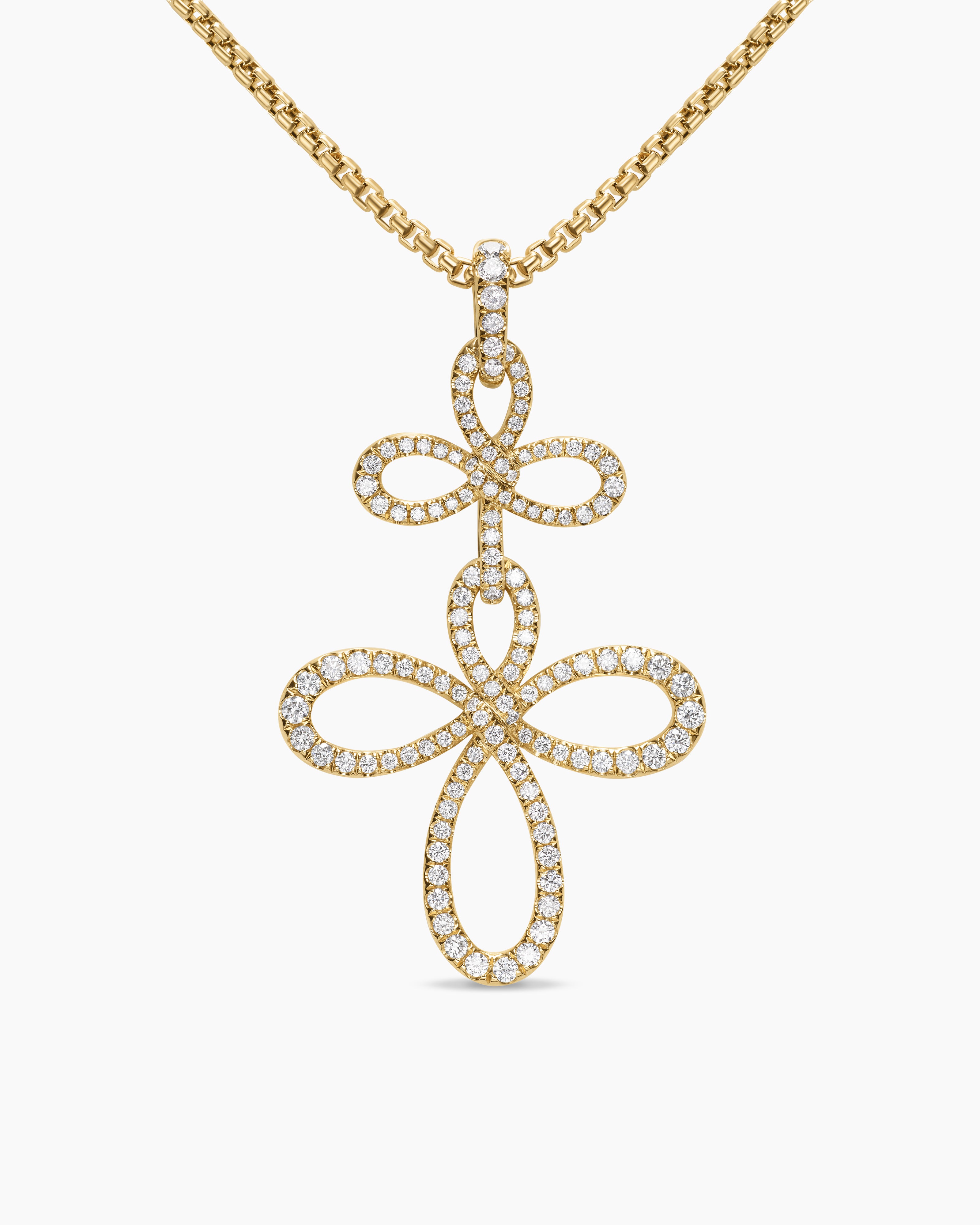 Womens Wisteria&reg; Pendant Necklace in 18K Yellow Gold with Diamonds, 38.2mm