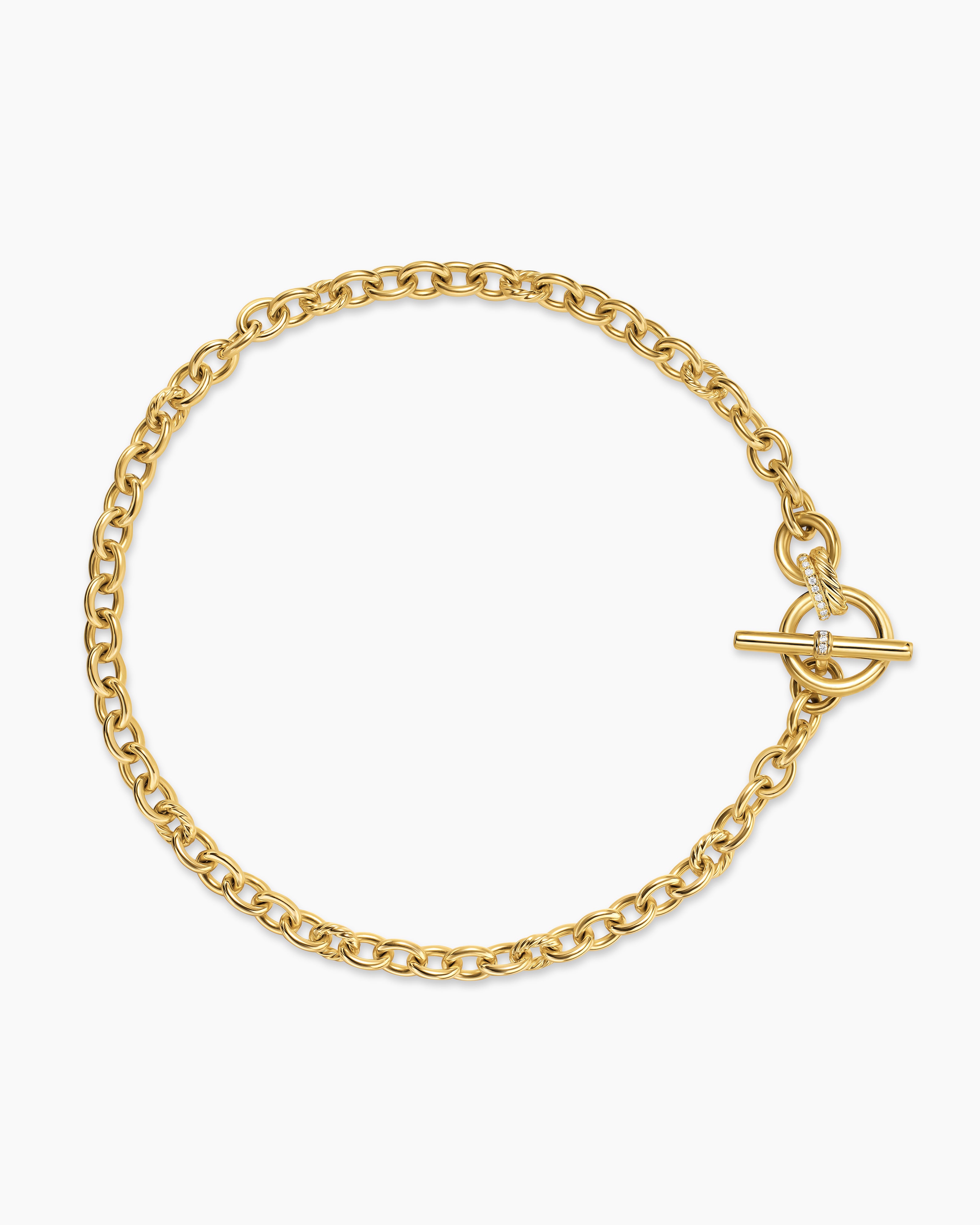 Womens DY Mercer Toggle Chain Necklace in 18K Yellow Gold with Diamonds, 8mm