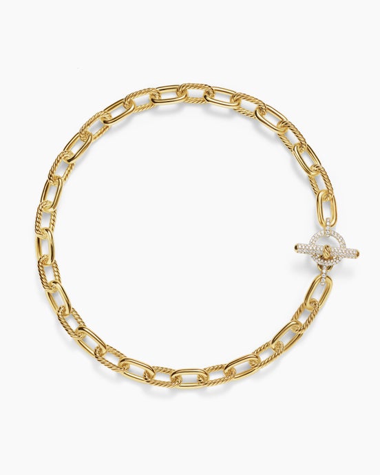 Collier chaîne à bascule DY Madison® en or jaune 18 carats avec diamants, 11 mm