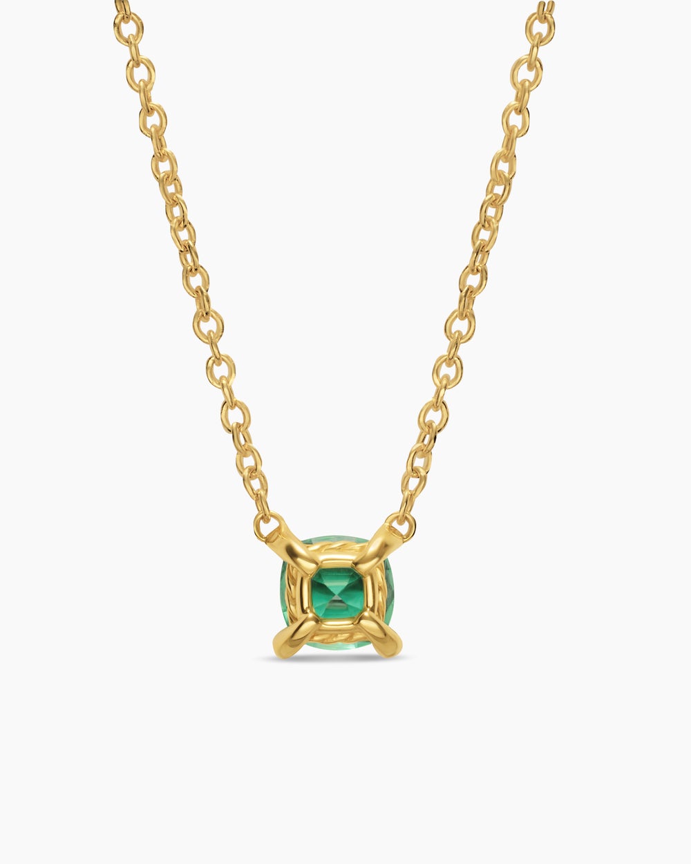 Womens Micro Chatelaine® Pendant Necklace in 18K Yellow Gold with Emerald, 4mm