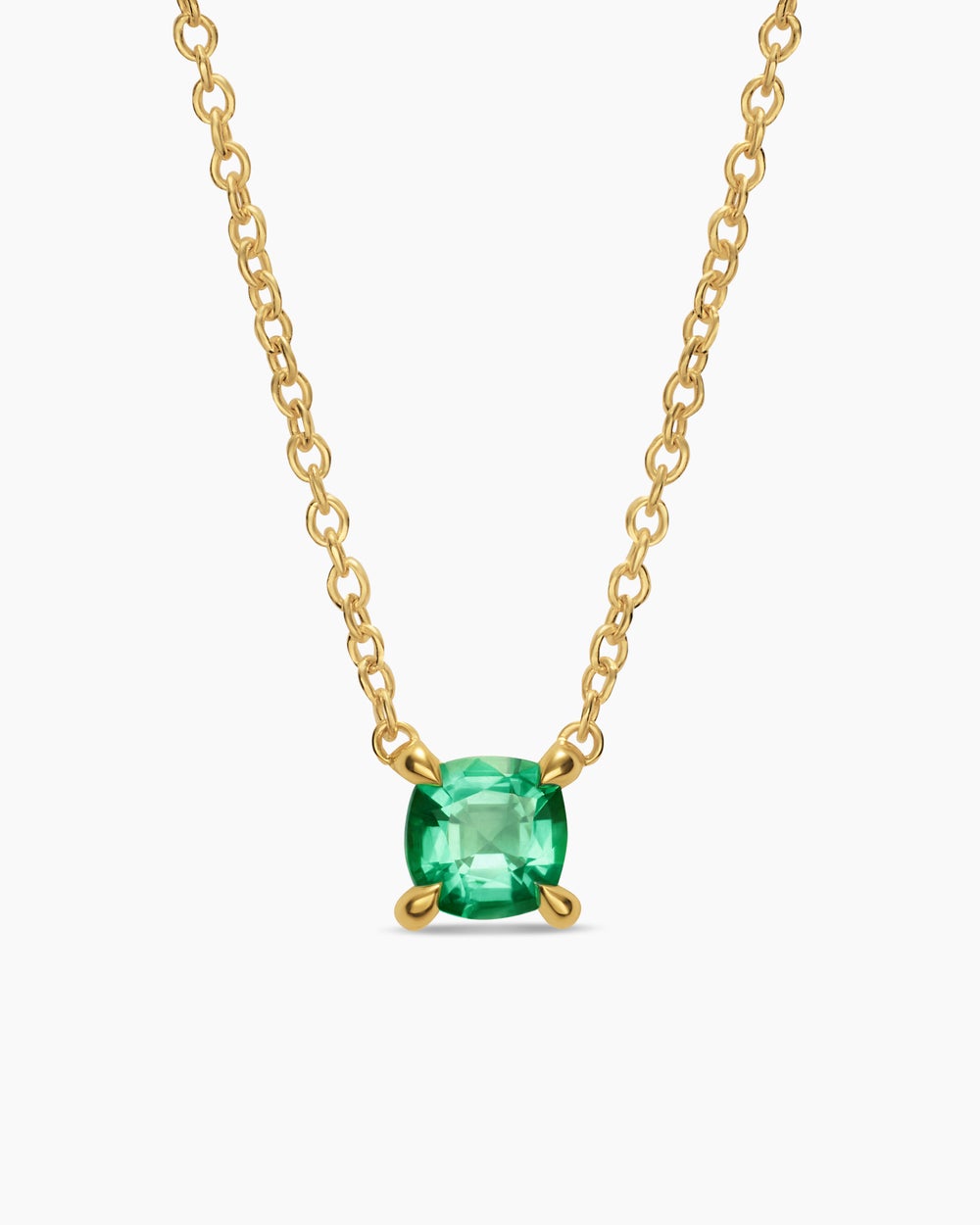 Womens Micro Chatelaine® Pendant Necklace in 18K Yellow Gold with Emerald, 4mm