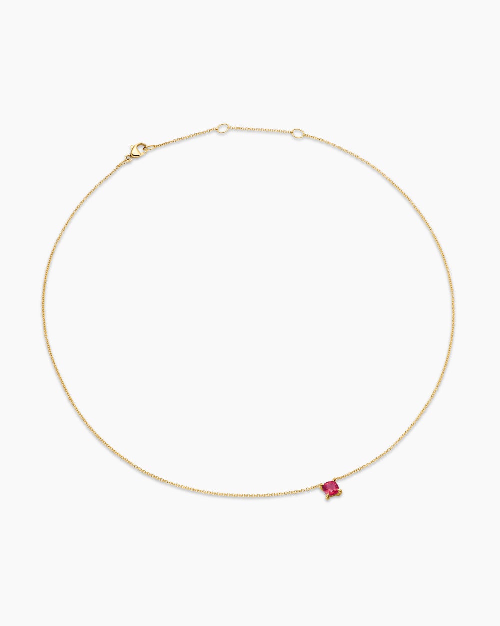 Womens Micro Chatelaine® Pendant Necklace in 18K Yellow Gold with Ruby, 4mm