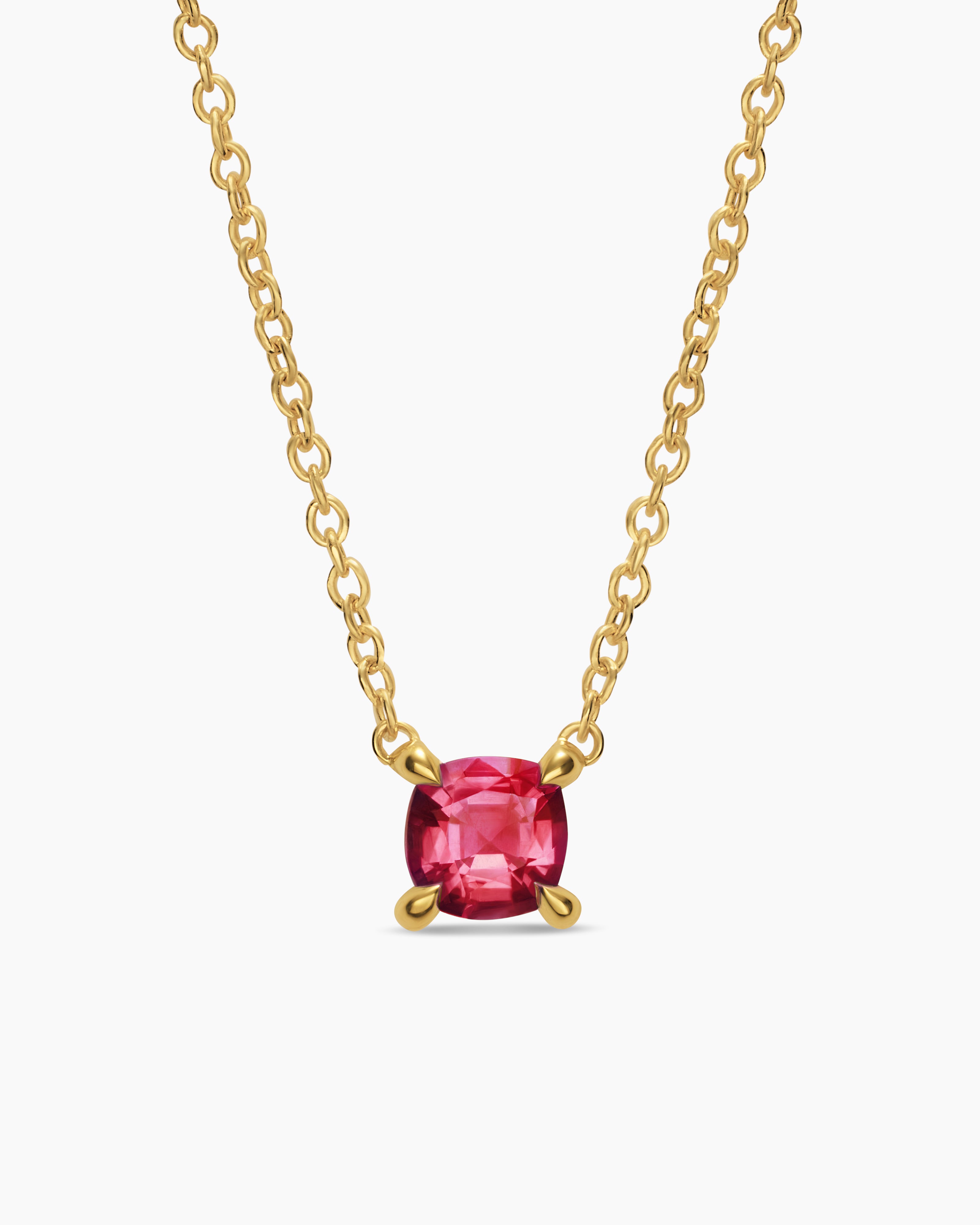 Womens Micro Chatelaine&reg; Pendant Necklace in 18K Yellow Gold with Ruby, 4mm