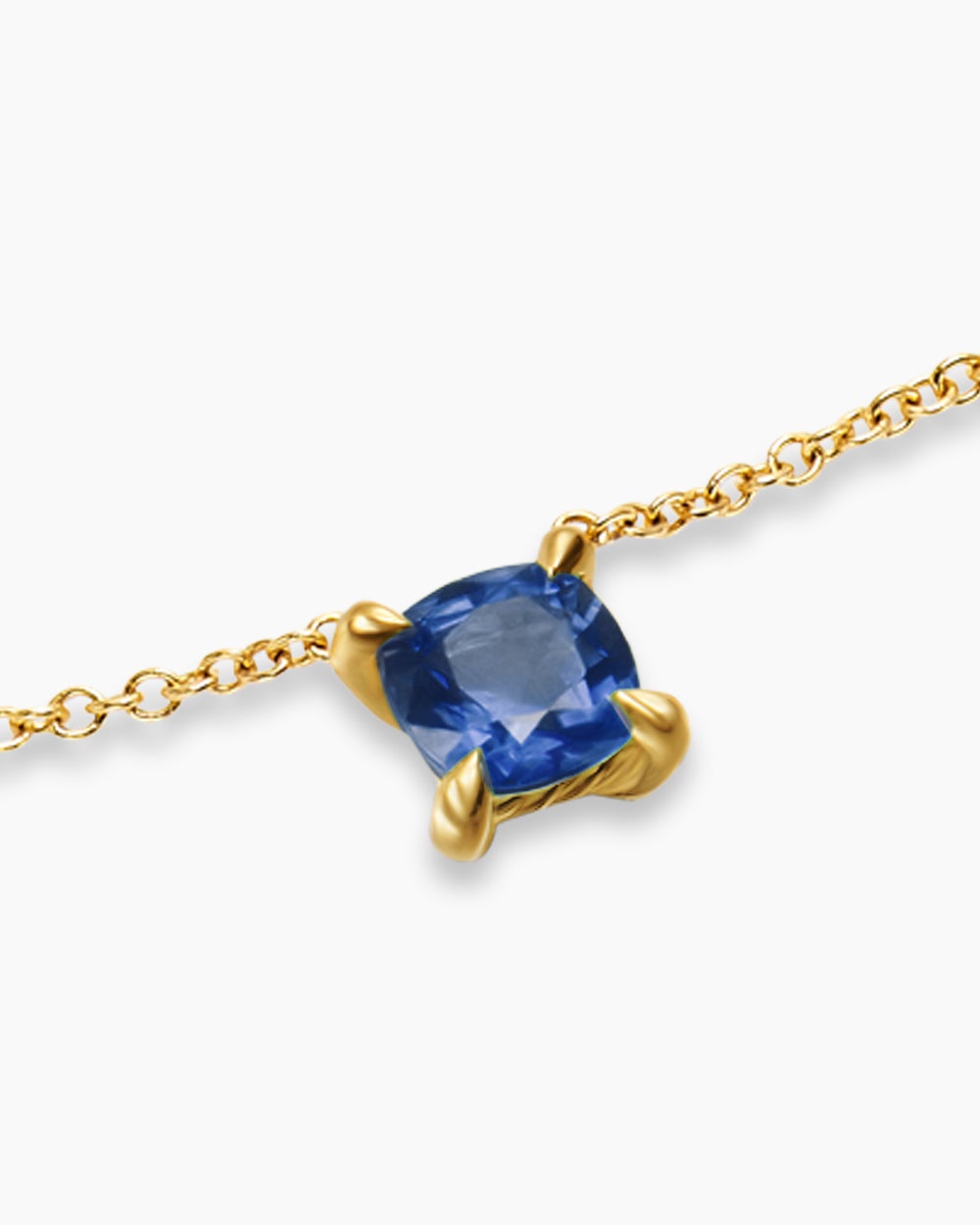 Womens Micro Chatelaine® Pendant Necklace in 18K Yellow Gold with Sapphire, 4mm