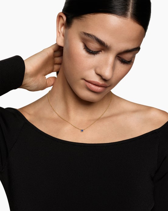 Micro Chatelaine® Pendant Necklace in 18K Yellow Gold with Sapphire, 4mm