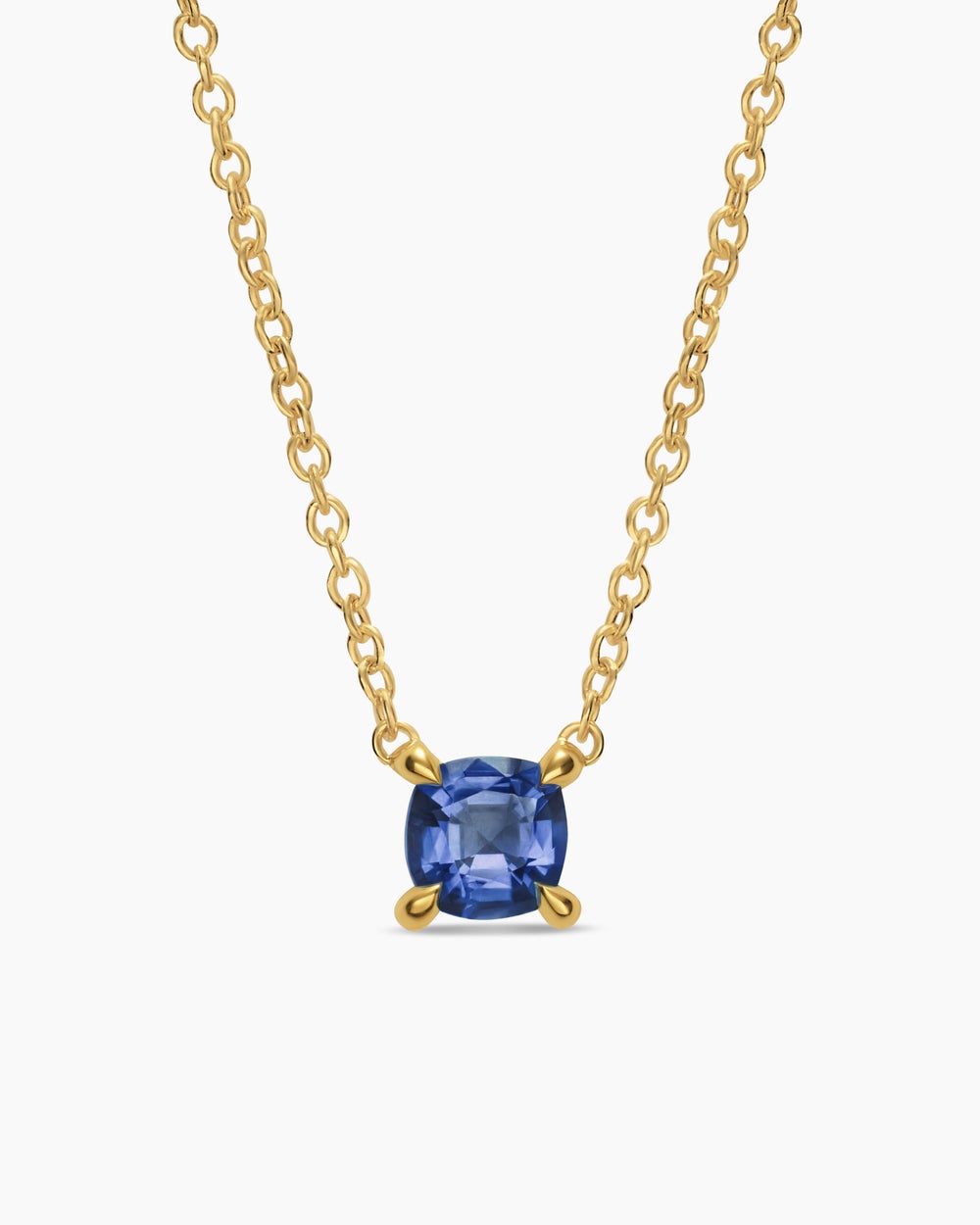 Womens Micro Chatelaine® Pendant Necklace in 18K Yellow Gold with Sapphire, 4mm