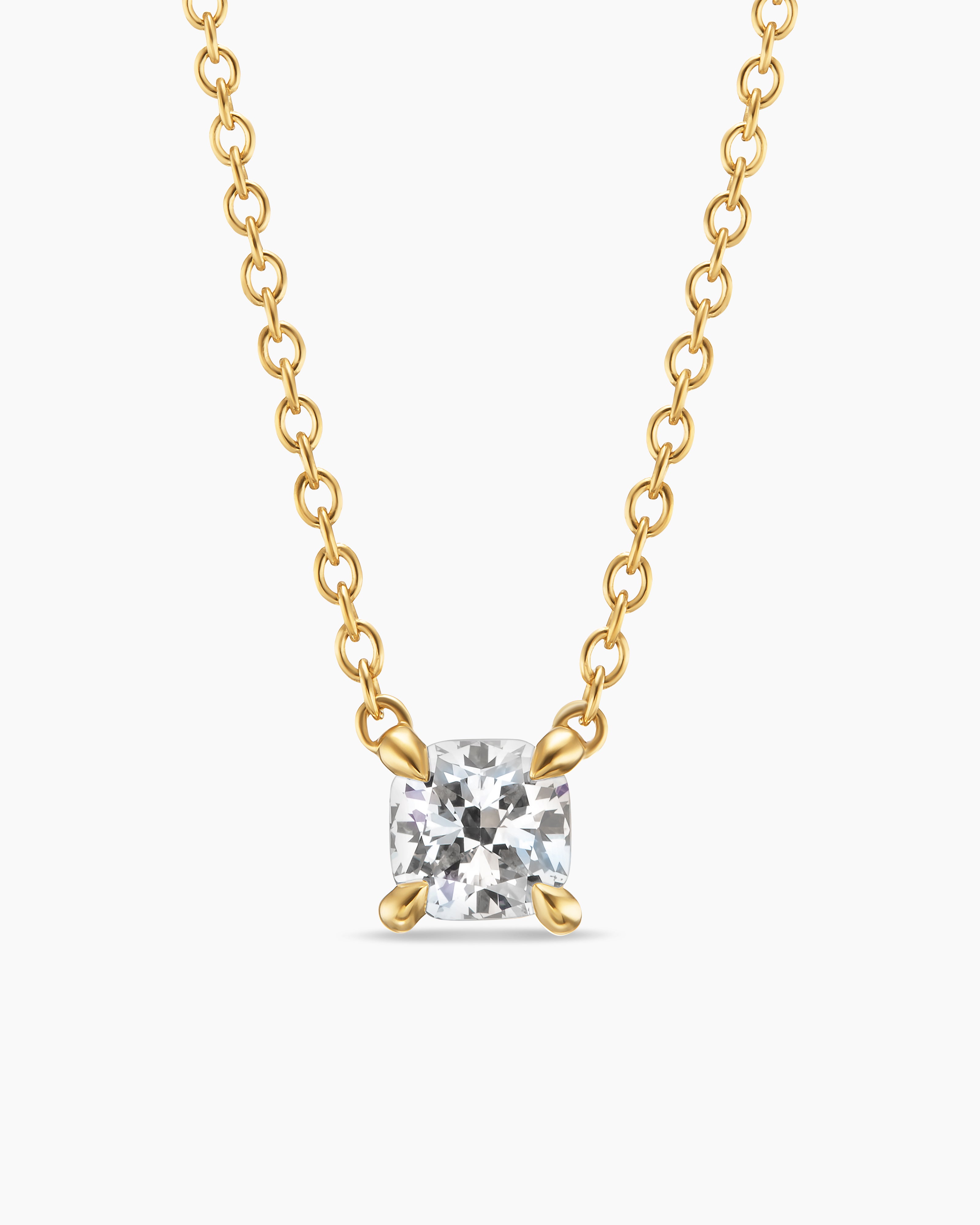 Womens Micro Chatelaine&reg; Pendant Necklace in 18K Yellow Gold with Diamond, 4mm