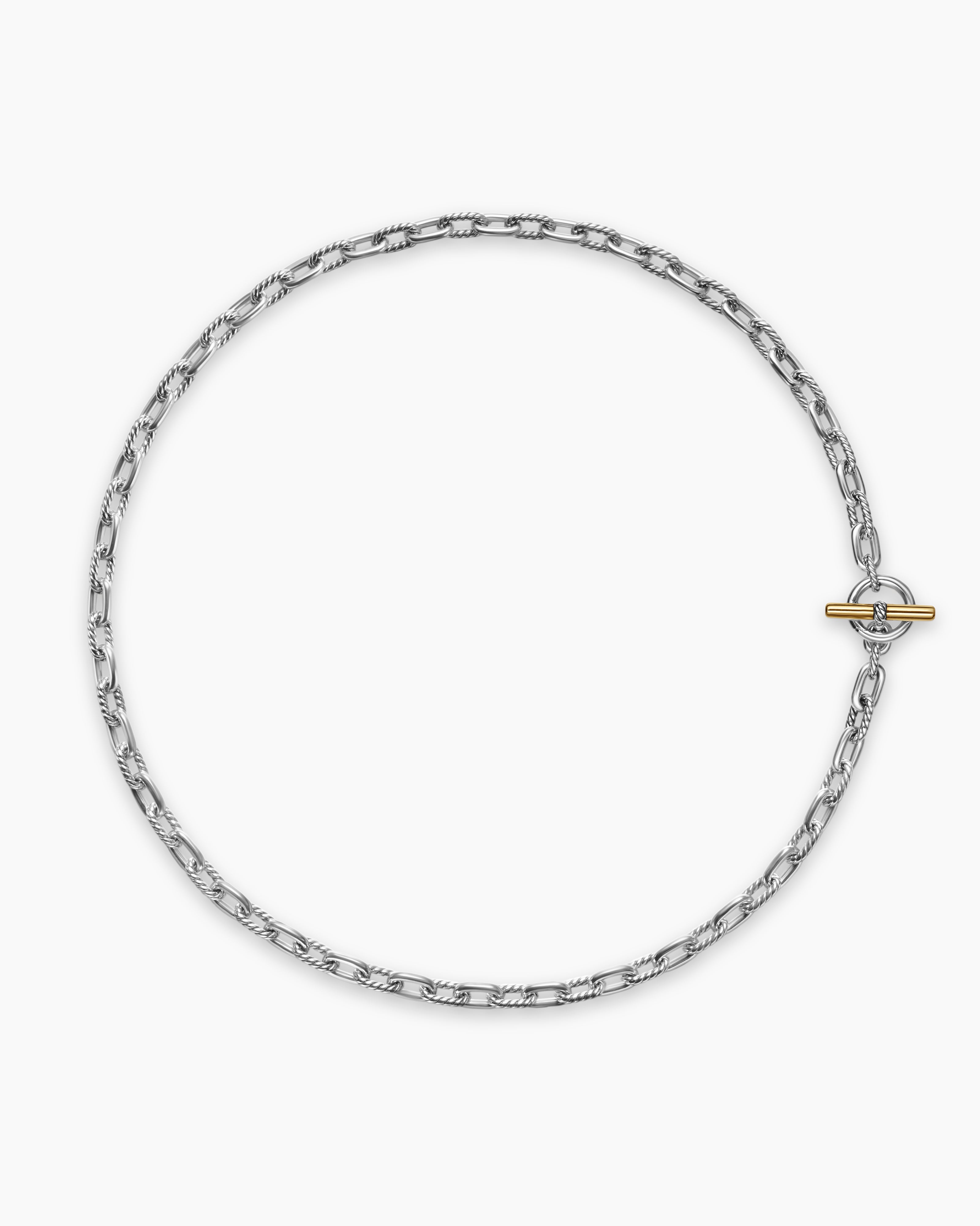 Womens DY Madison Toggle Chain Necklace in Sterling Silver and 18K Yellow Gold, 5.5mm