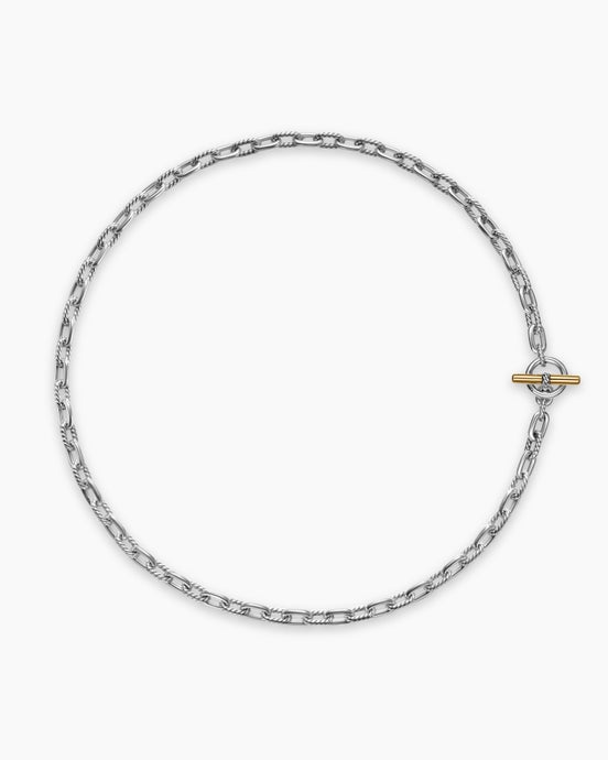 Collier chaîne à fermoir en T DY Madison® en argent sterling avec or jaune 18 carats, 5,5 mm