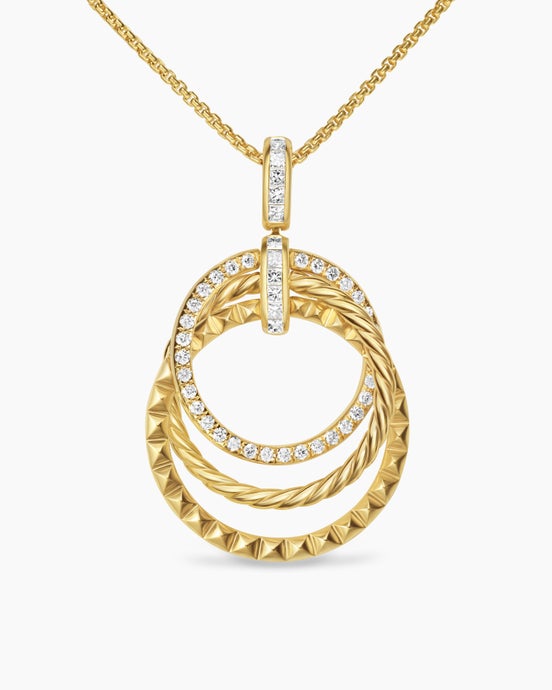 Collier pendentif Crossover en or jaune 18 carats avec diamants, 24 mm
