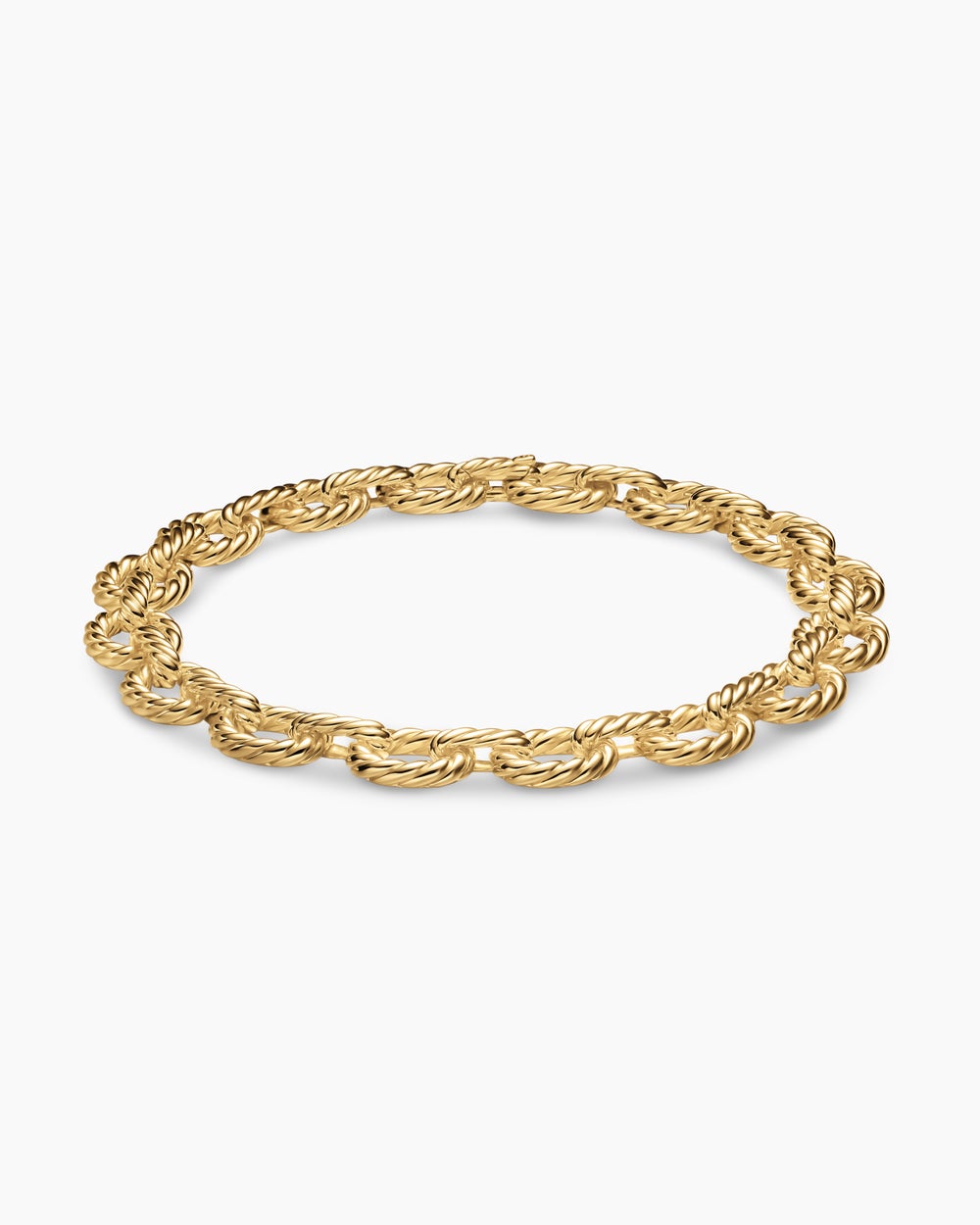 Womens Sculpted Cable Oval Link Necklace in 18K Yellow Gold, 18mm