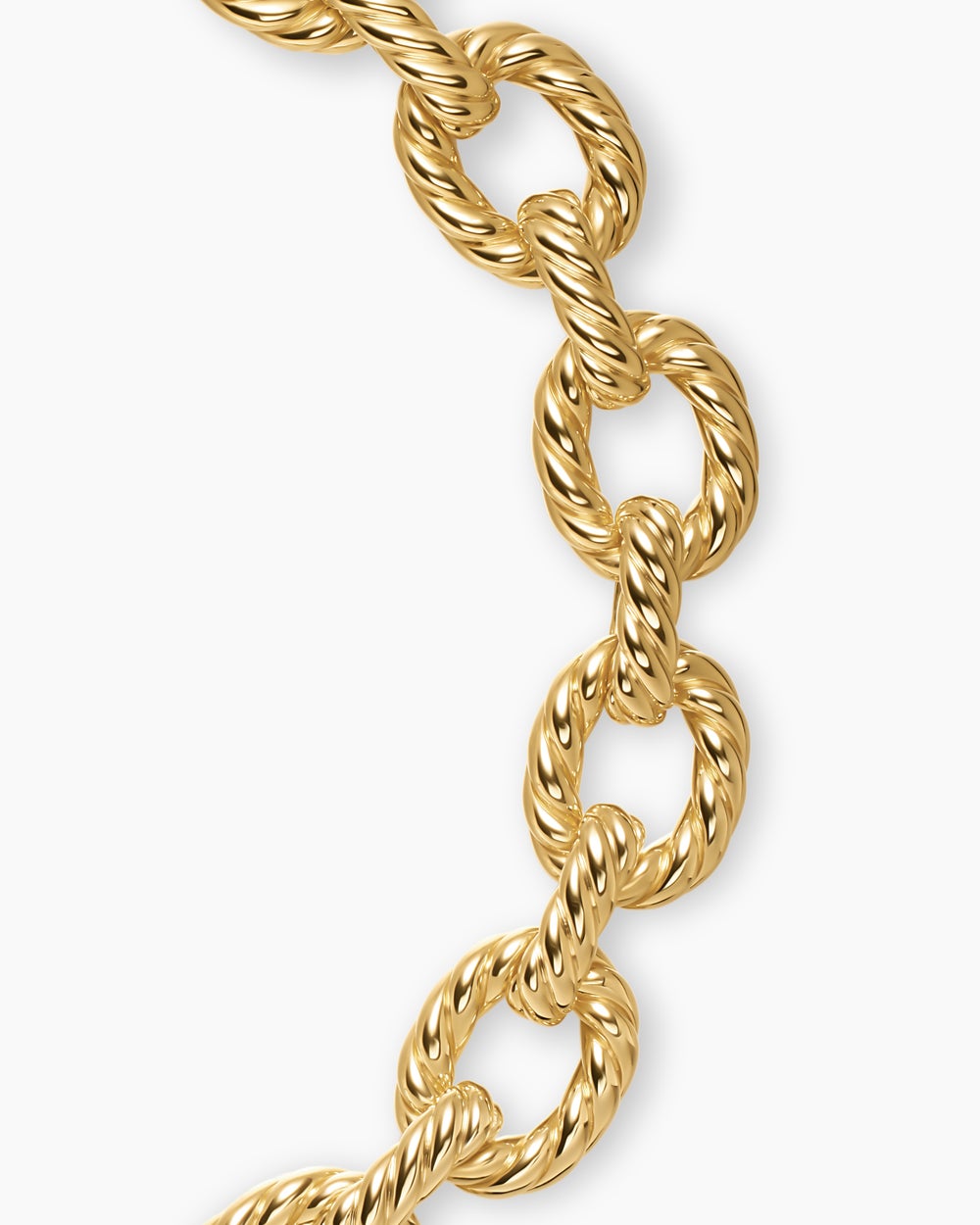 Womens Sculpted Cable Oval Link Necklace in 18K Yellow Gold, 18mm