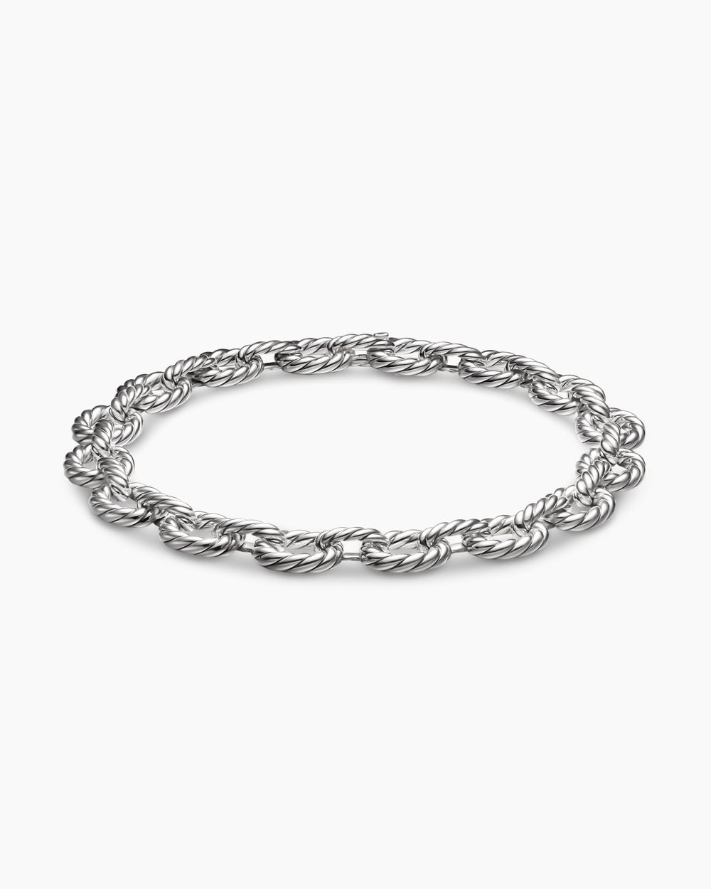 Collier Oval Link Sculpted Cable en argent sterling, 18 mm pour femmes